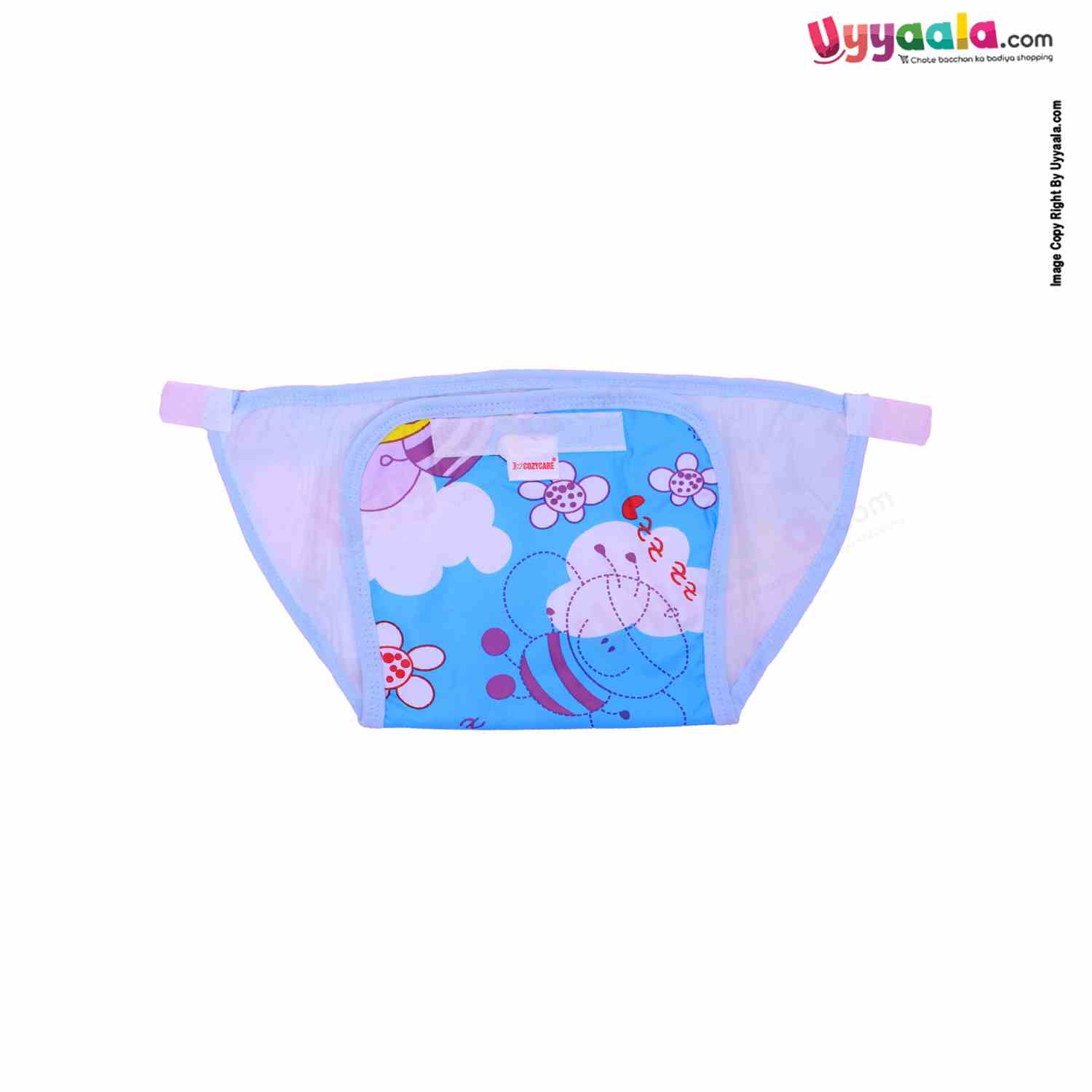 COZYCARE Washable Diapers Plastic Velcro, Honey Bee Print Pink, Blue & Yellow With Out Pads- 3P Set (L)