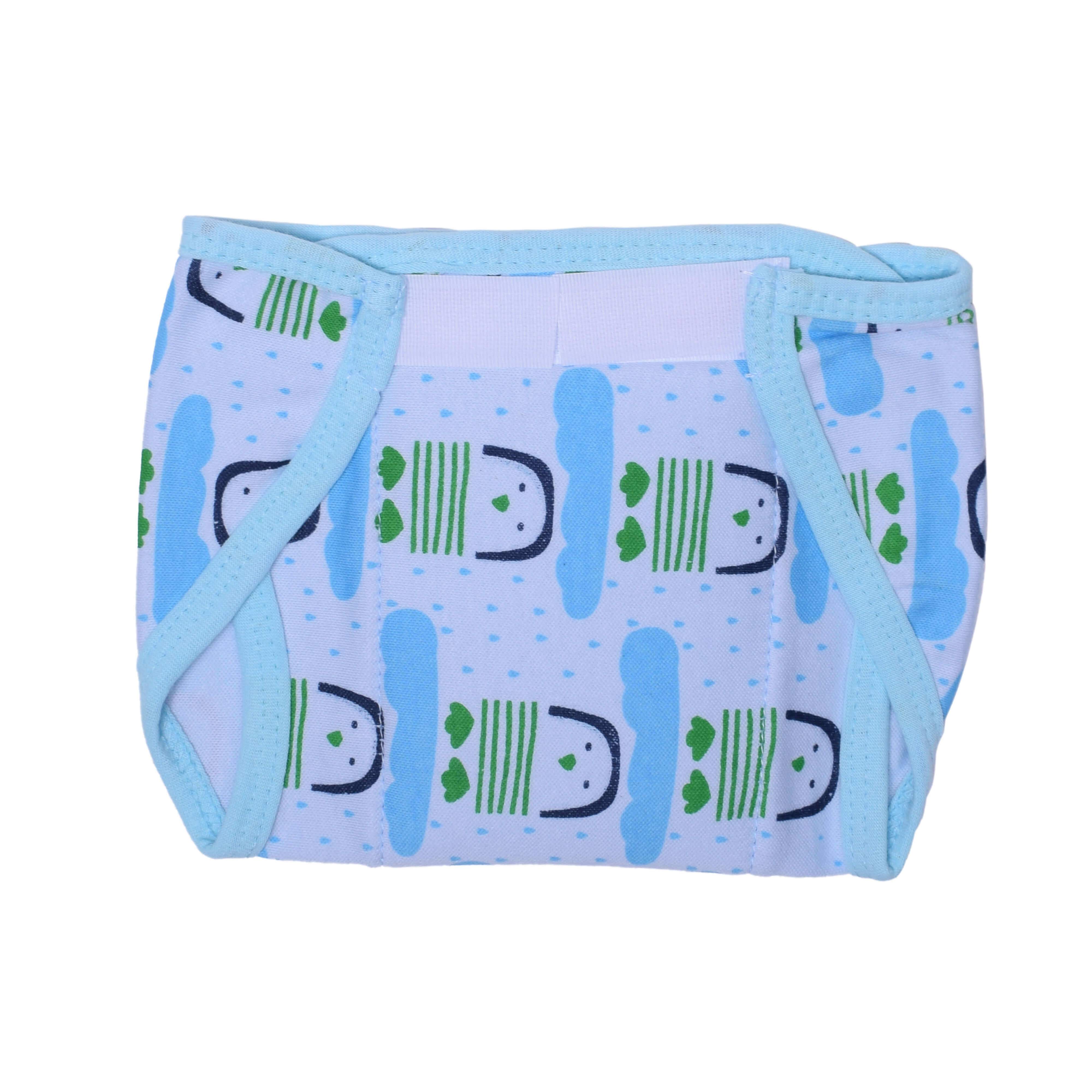 COZYCARE Washable Diapers Hosiery Velcro Penguin Print Green, Pink & Blue 3P Set (SS)