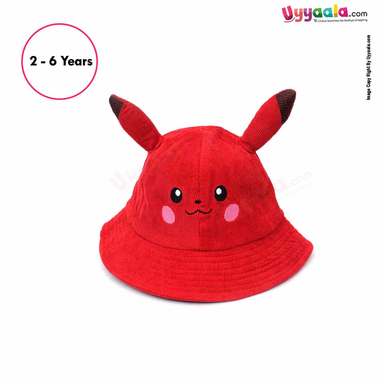 Straw Hat for Kids with Pikachu Character 2+Y Age, Red