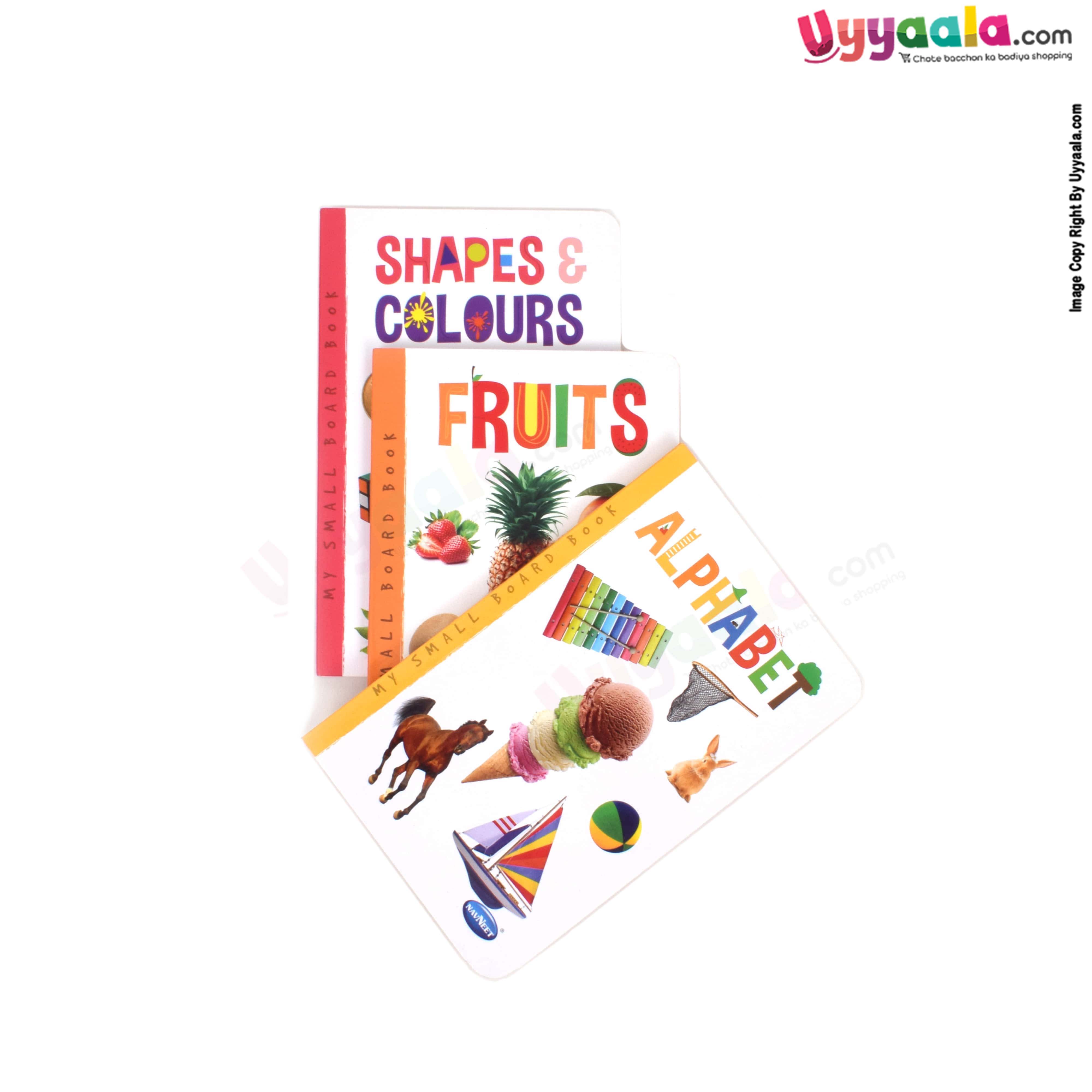 NAVNEET my small board book pack of 3 - fruits, alphabets & shapes & colors