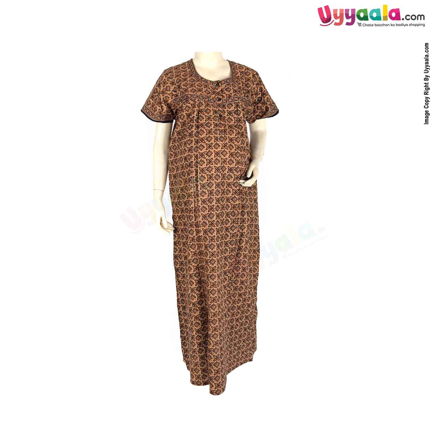 Feeding Nighty Pure Cotton (L) - Brown