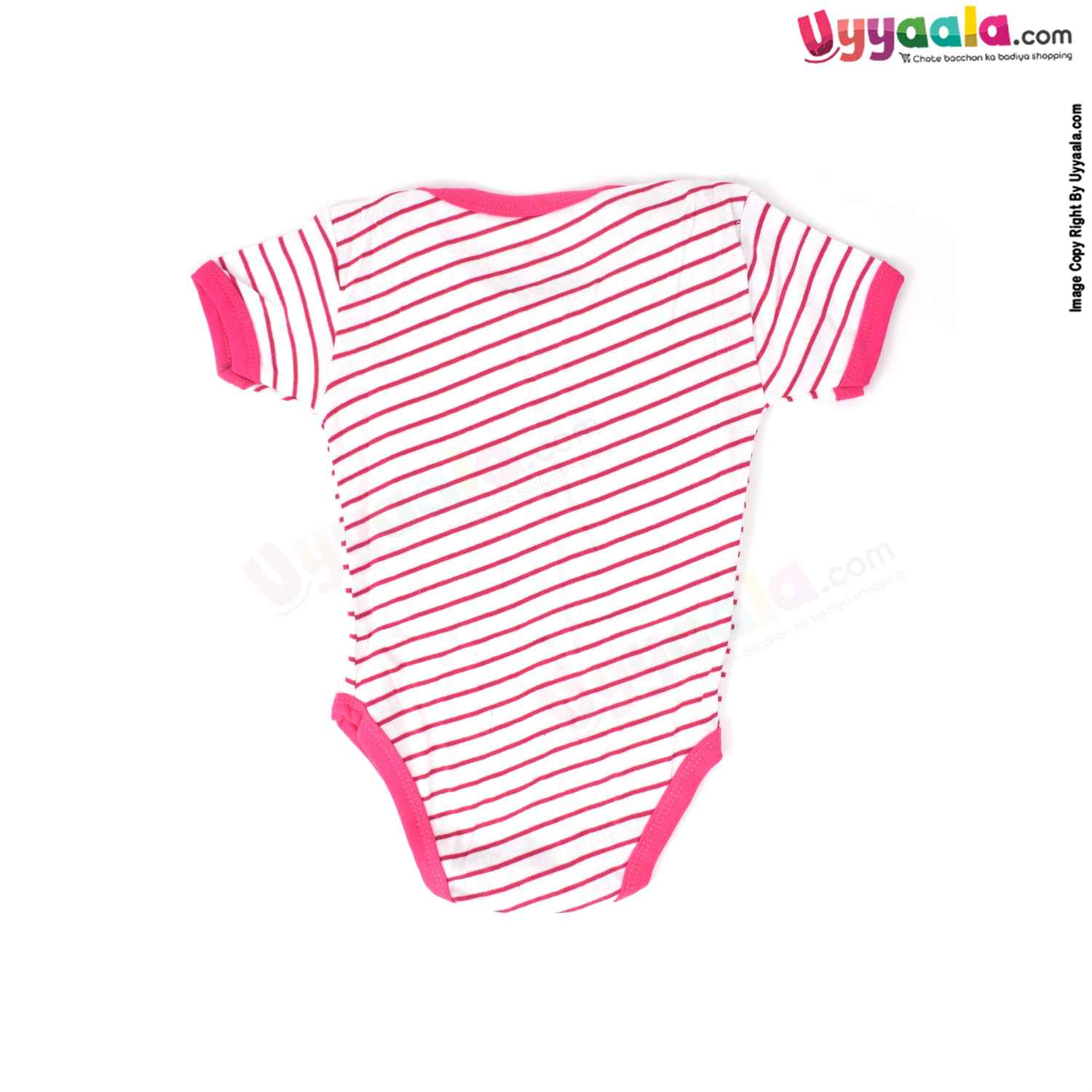 Precious One Short Sleeve Body Suit 100% Soft Hosiery Cotton - Pink & White Stripes (6-9M)
