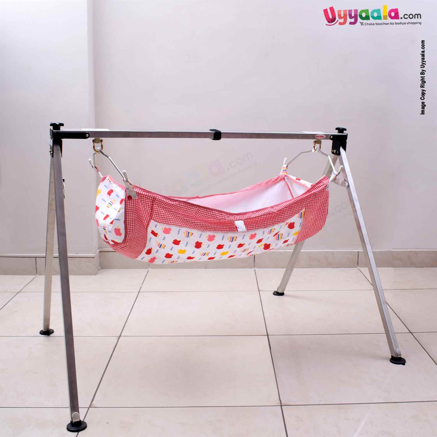 SS Baby Cradle Swing With Cotton Hammock Having Mosquito Net for New Born Baby