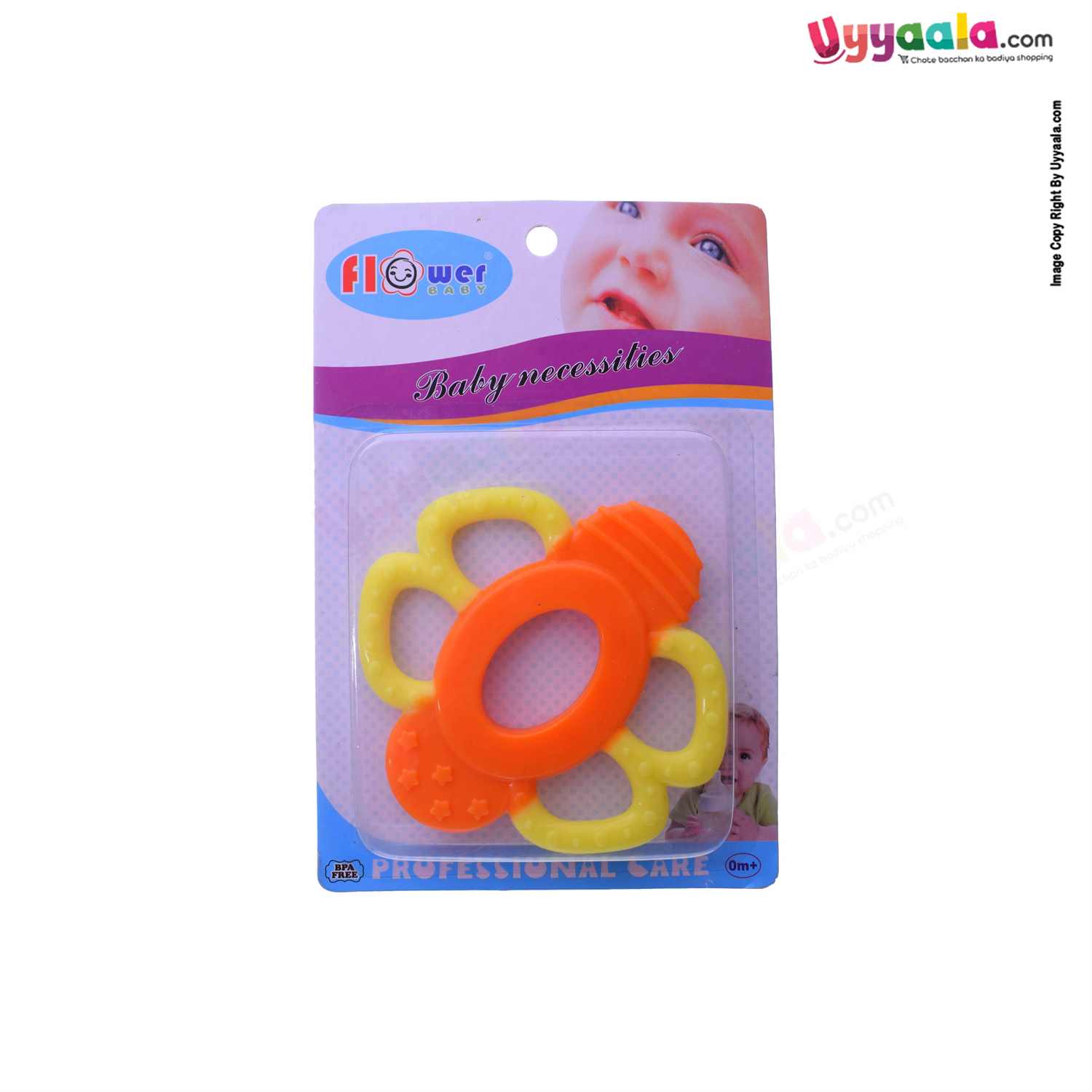 FLOWER BABY Silicone Teether For Babies Butterfly Shape 0+m Age - Yellow, Orange
