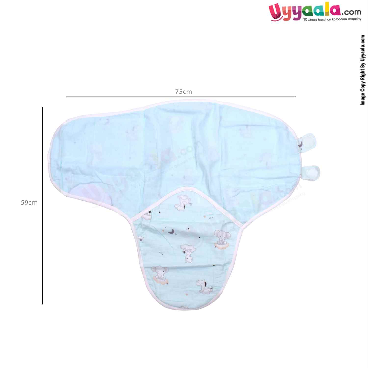 BANANA BABY double Layered Muslin Cotton Swaddle Adjustable Wrapper with Animals Print for Babies 0+m Age, Size(74*57cm)-Light Green