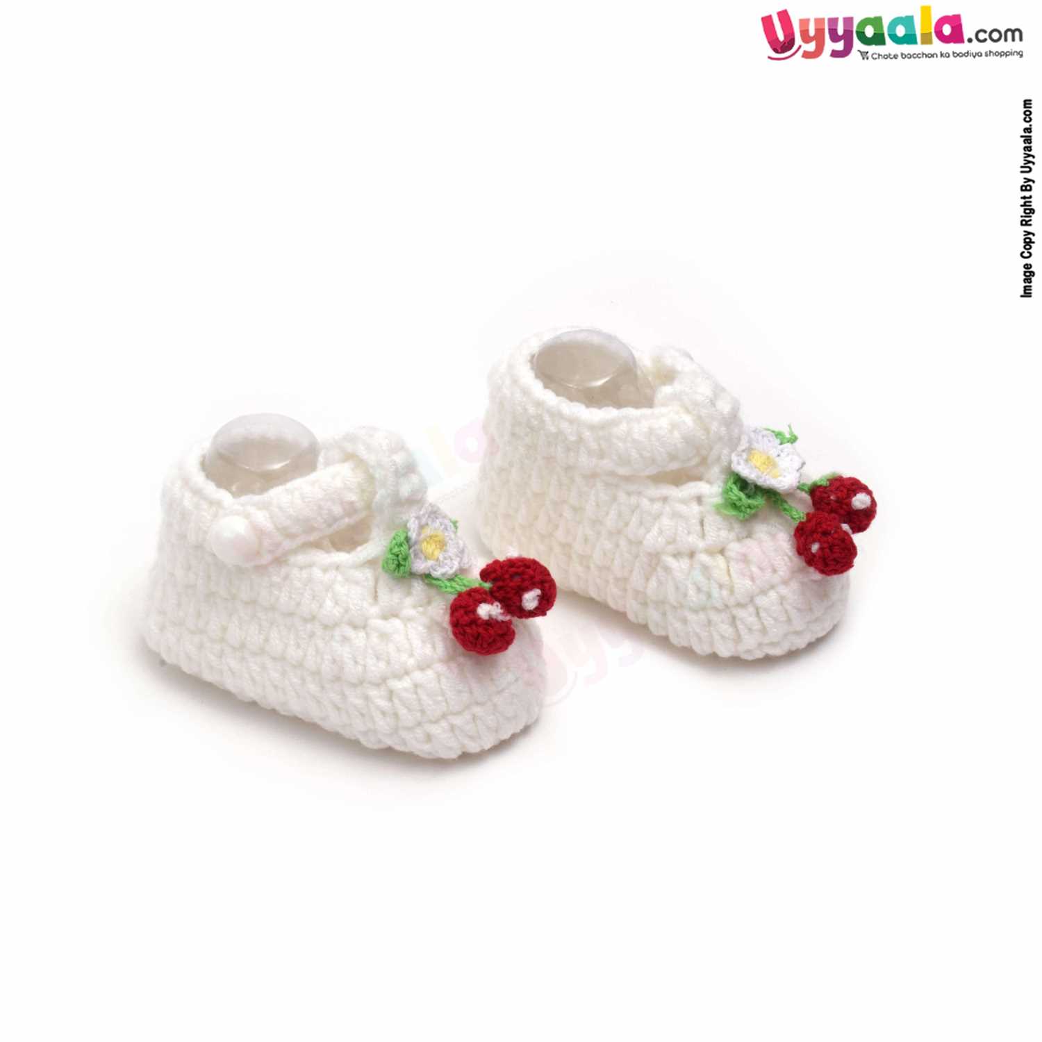 Woolen Hand Knitted Socks for New Born 0-6m Age - White
