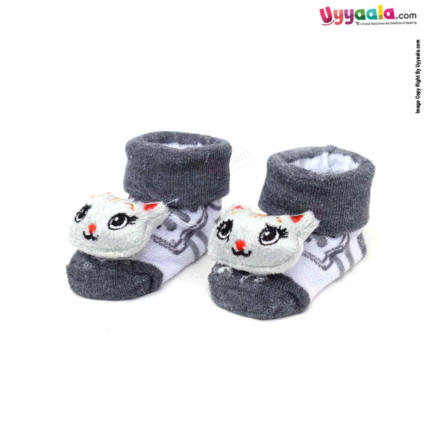 HERMAS Fashion Socks Cat Character for Babies 0-12m Age - Gray