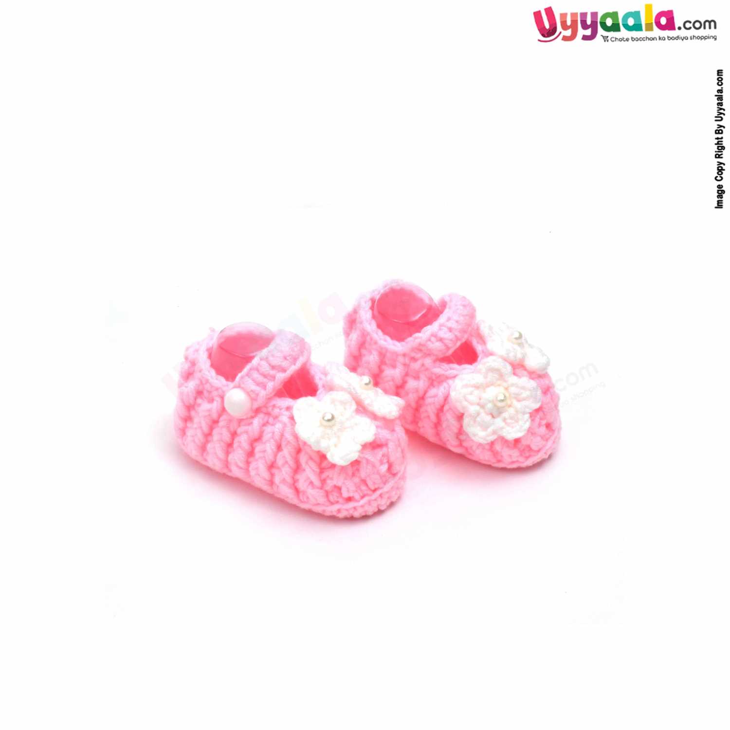 Woolen Hand Knitted Socks for New Born 0-6m Age - Pink