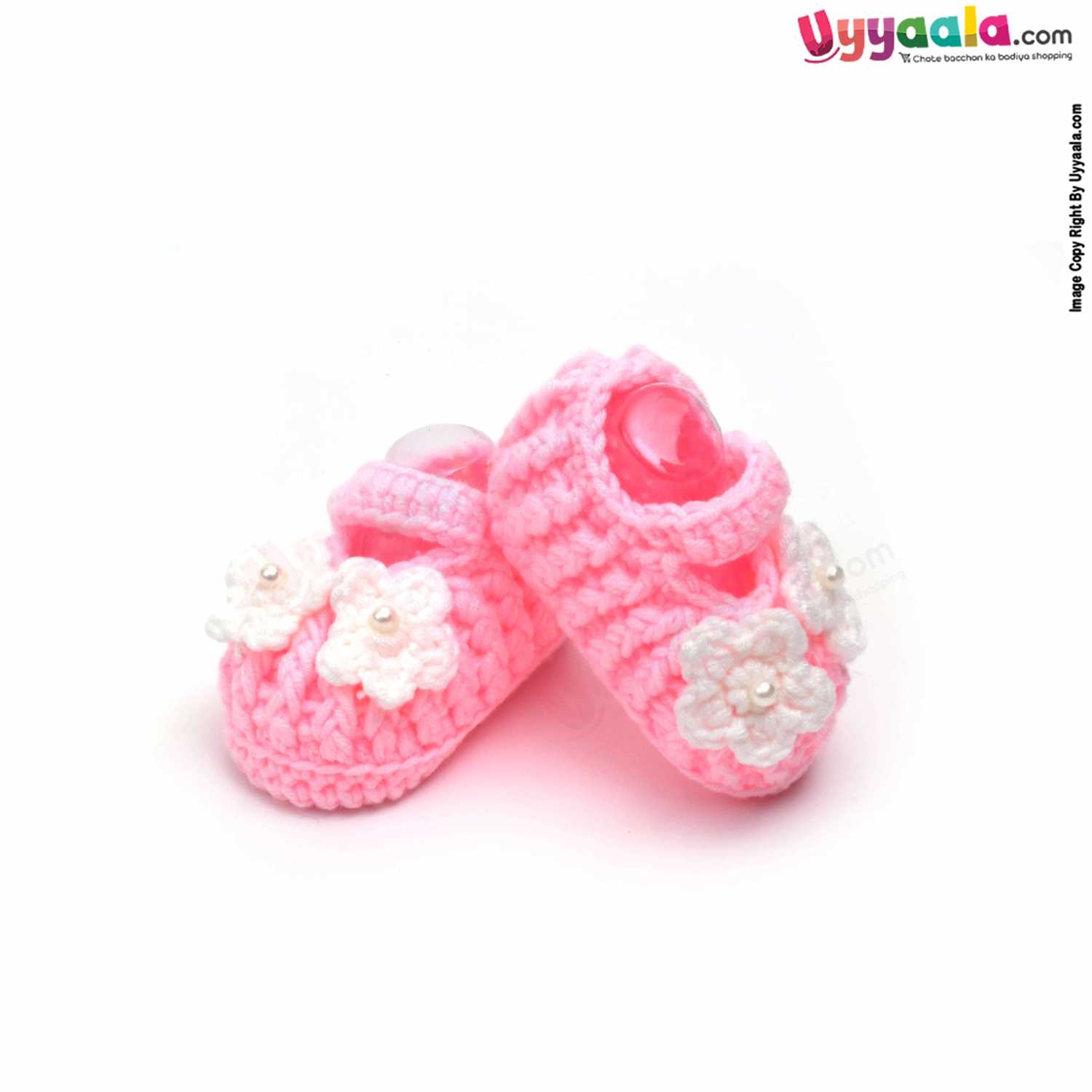 Woolen Hand Knitted Socks for New Born 0-6m Age - Pink