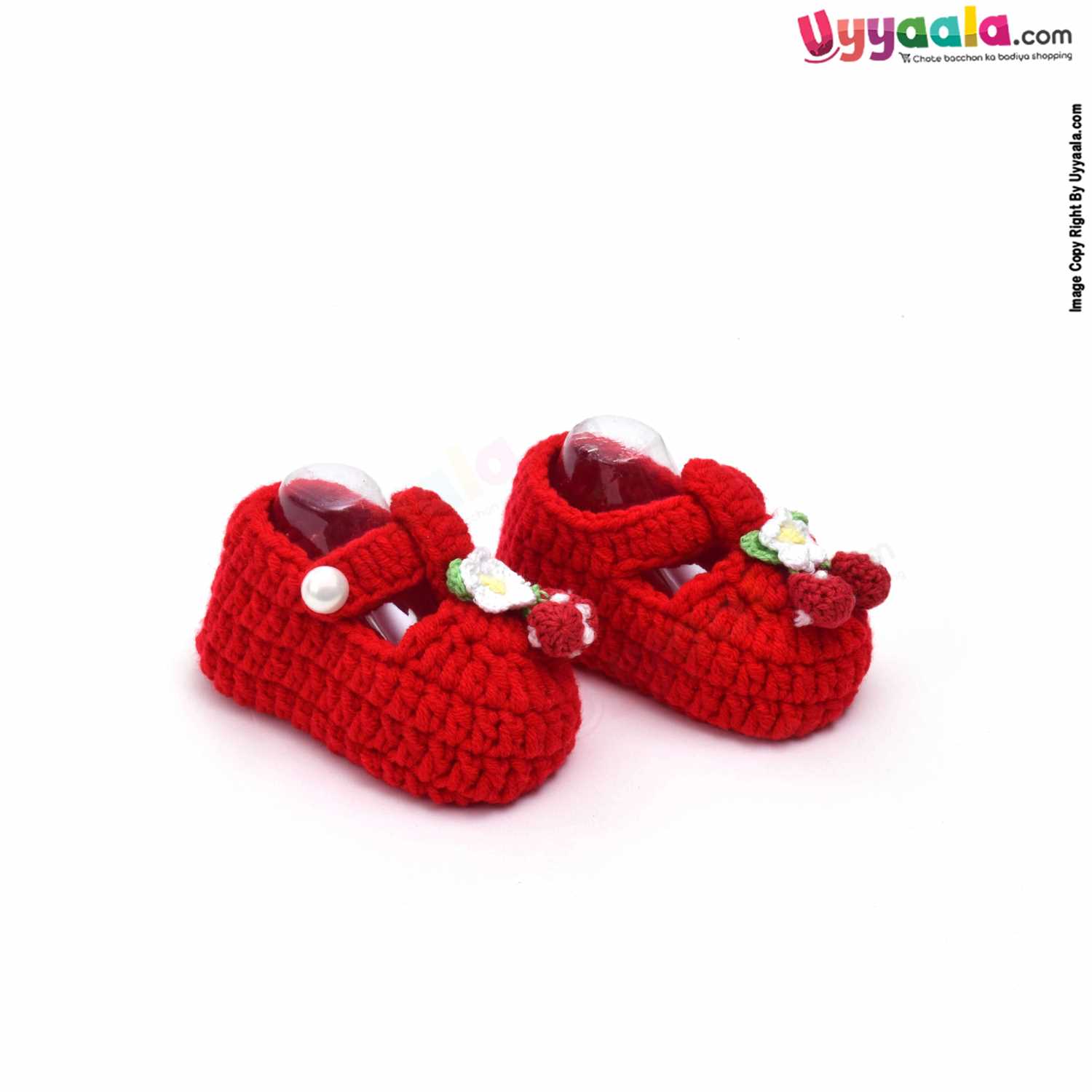 Woolen Hand Knitted Socks for New Born 0-6m Age - Red