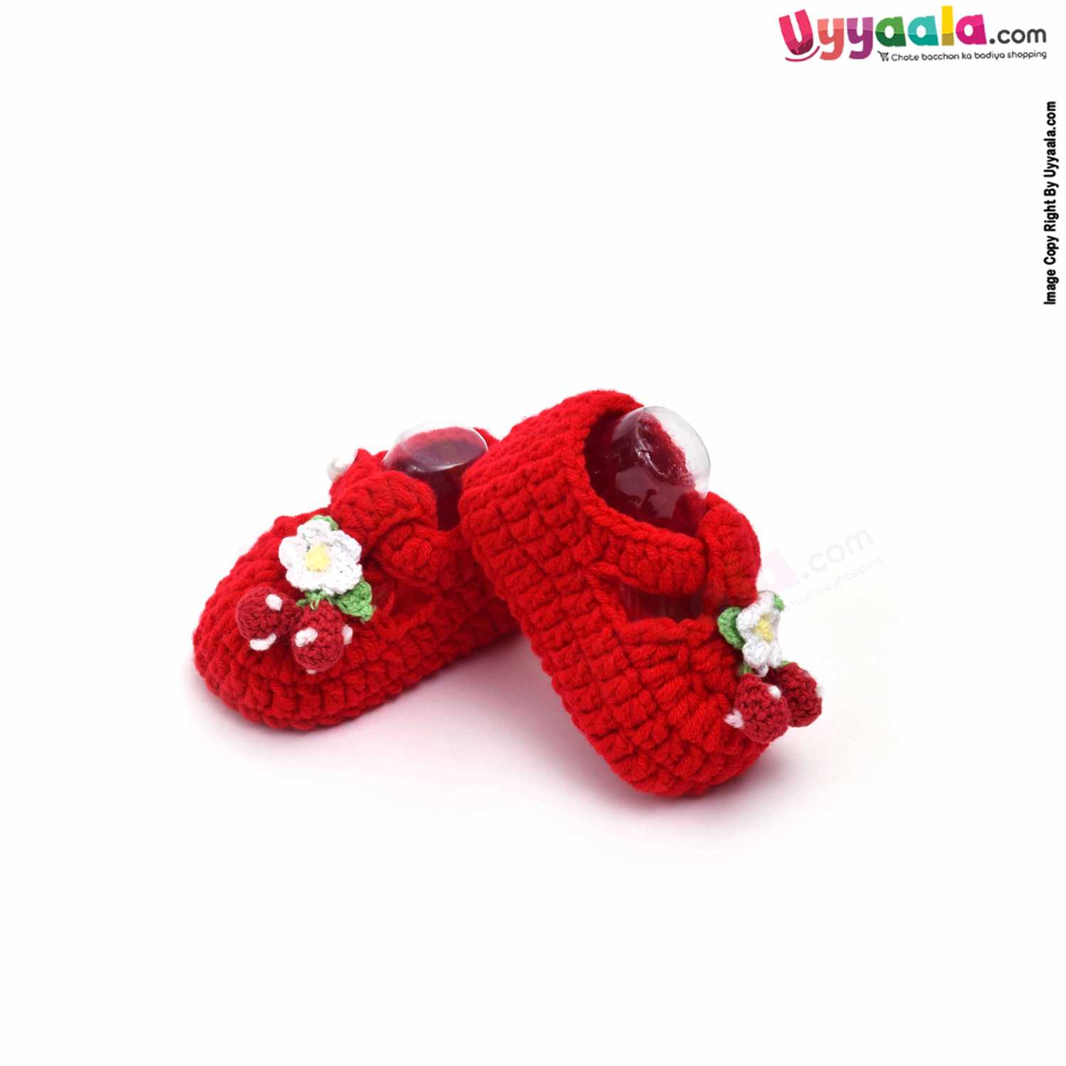Woolen Hand Knitted Socks for New Born 0-6m Age - Red