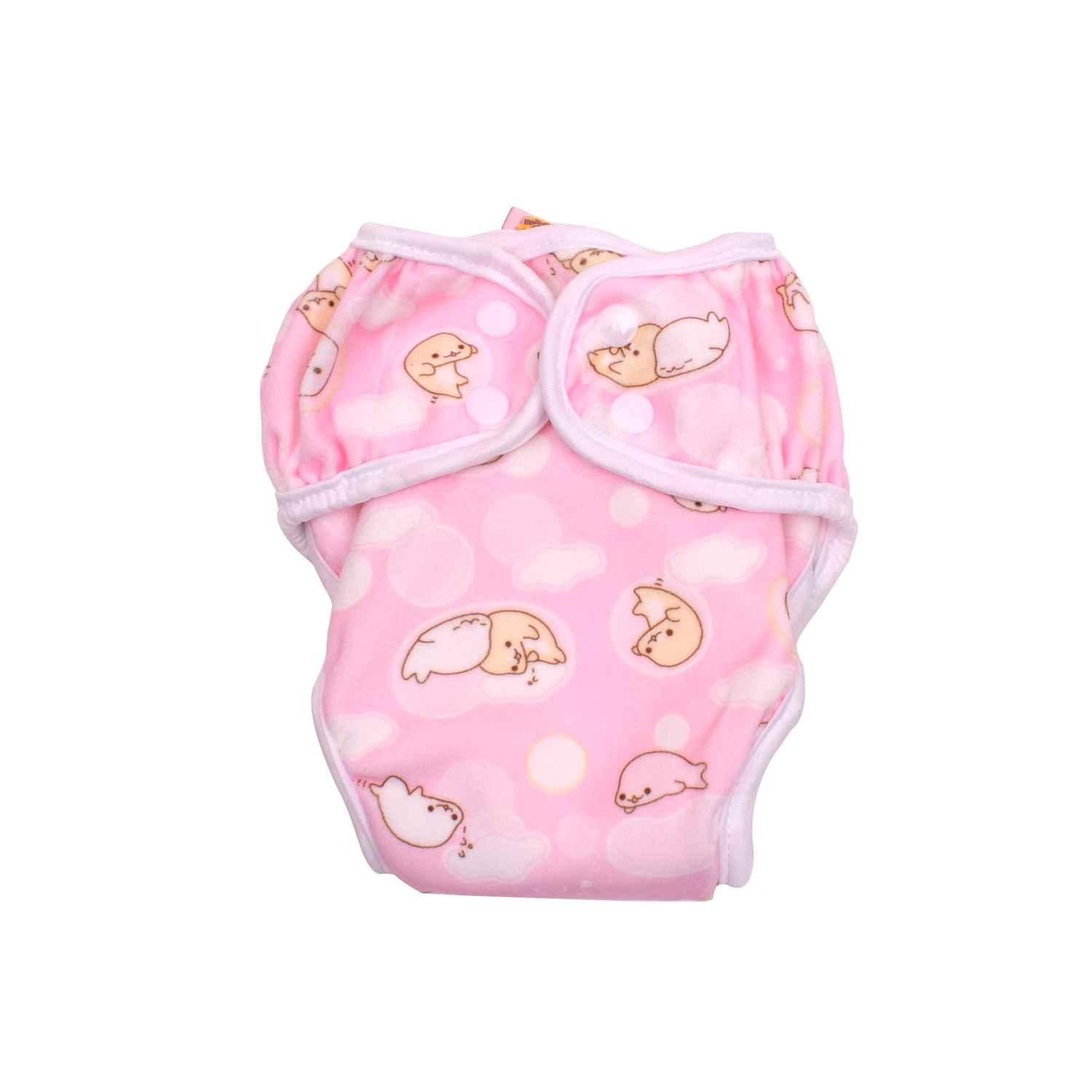 Paw Paw Washable Baby Diaper for reuse with Pad, Size S (for 3-6kg Baby) - Pink