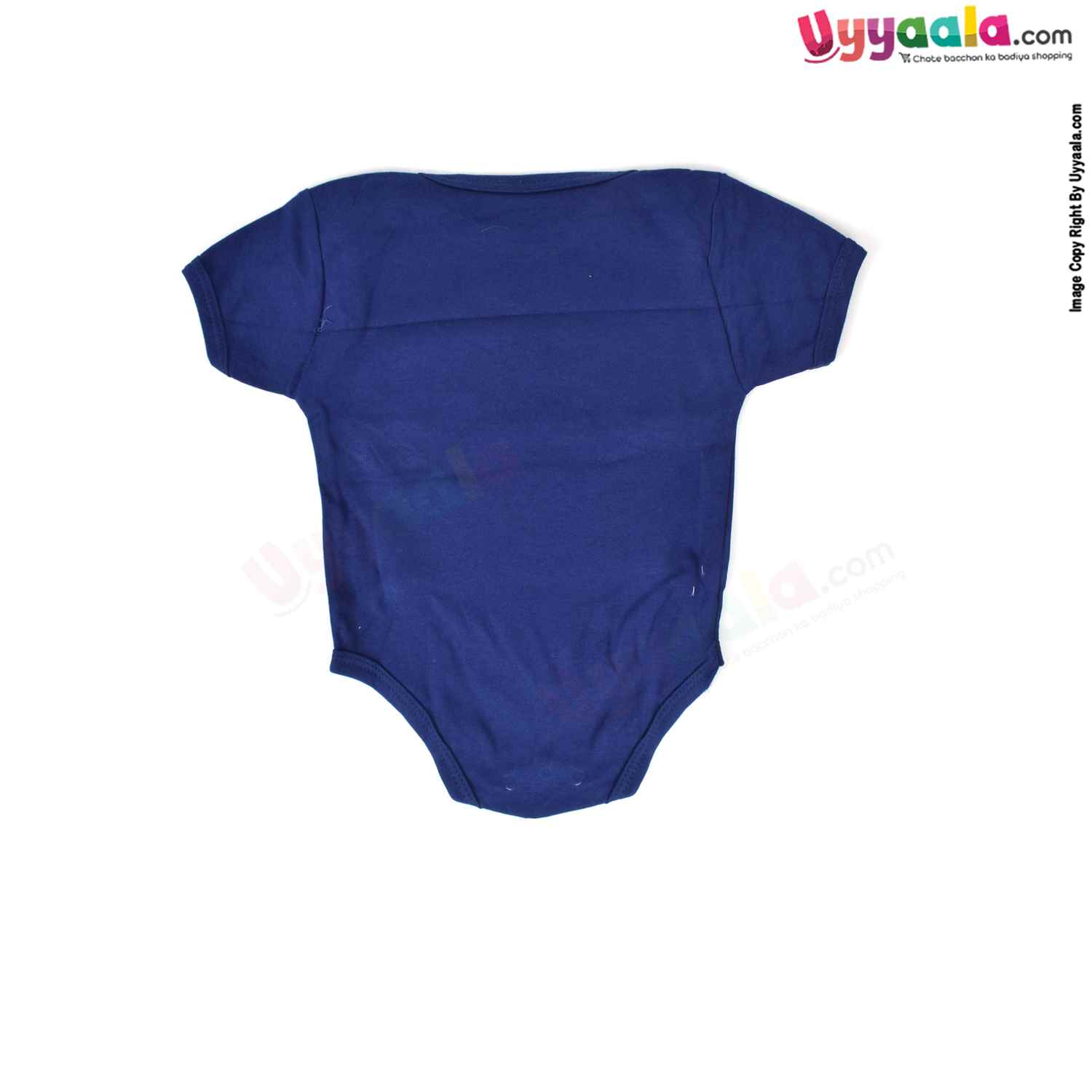 Precious One Short Sleeve Body Suit 100% Soft Hosiery Cotton - Navy Blue with Chick Print (9-12M)