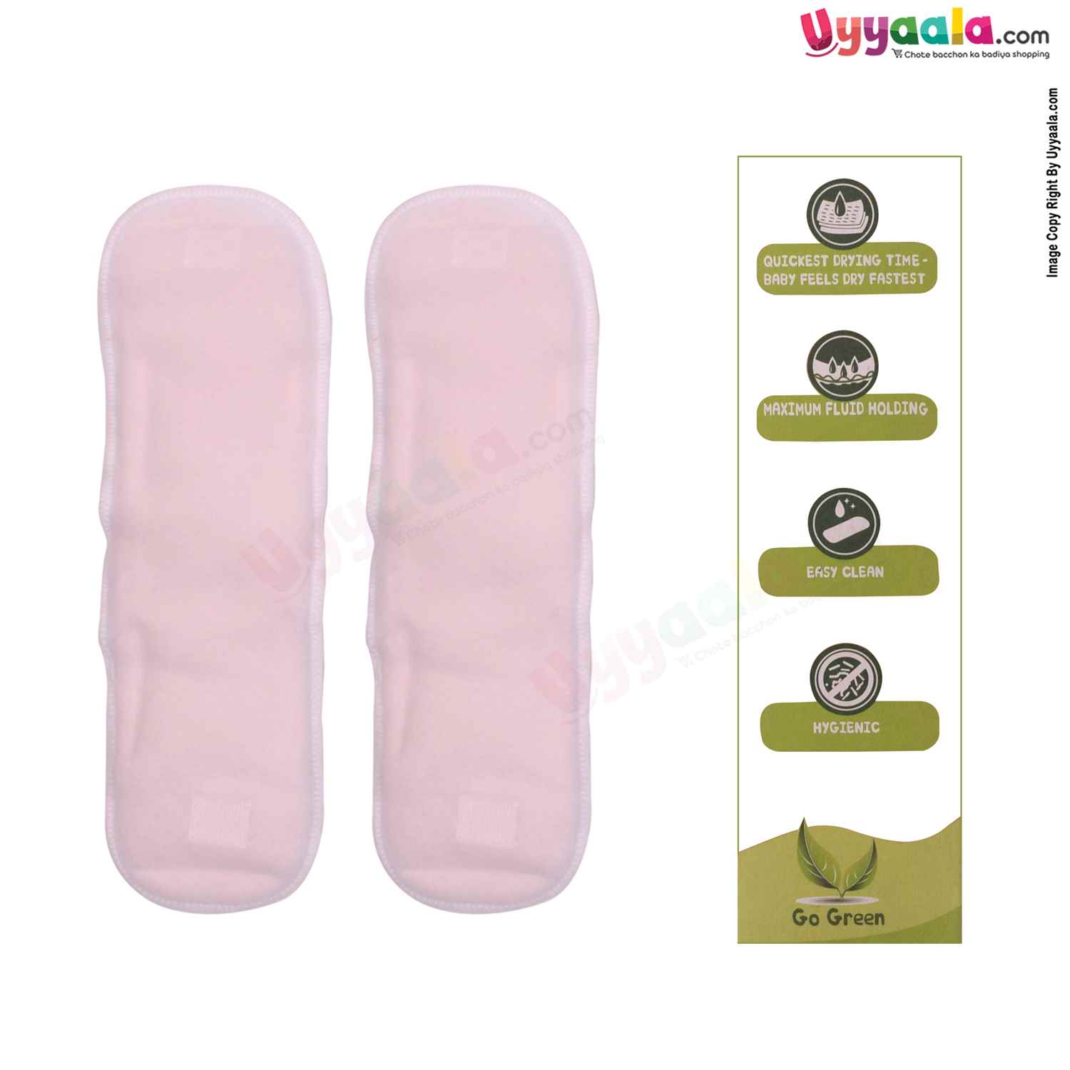 Paw Paw Reusable Baby Diaper insert Pads, Size XL (for 10-14Kg Baby) - Pink