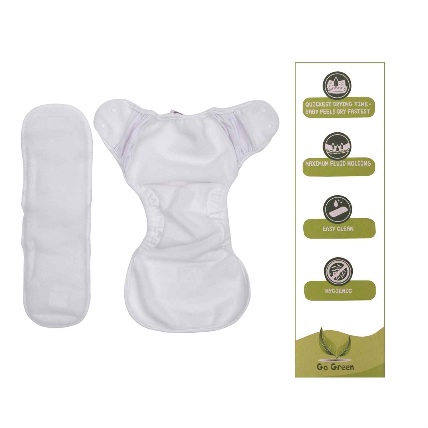 Paw Paw Washable Baby Diaper for reuse with Pad, Size M (for 5-9kg Baby) - Blue