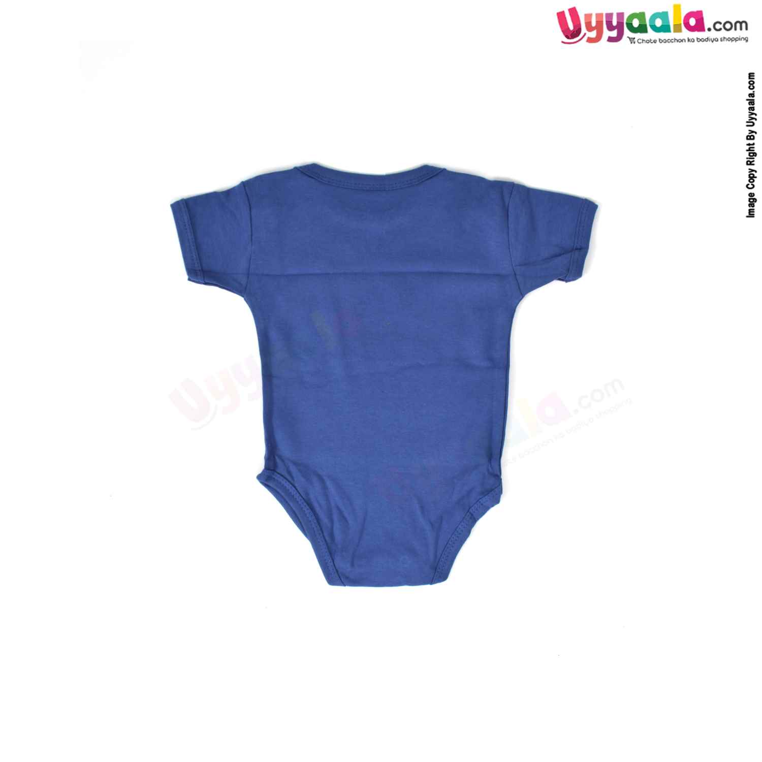 Precious One Short Sleeve Body Suit 100% Soft Hosiery Cotton - Navy Blue with Helicopter Print (3-6M)