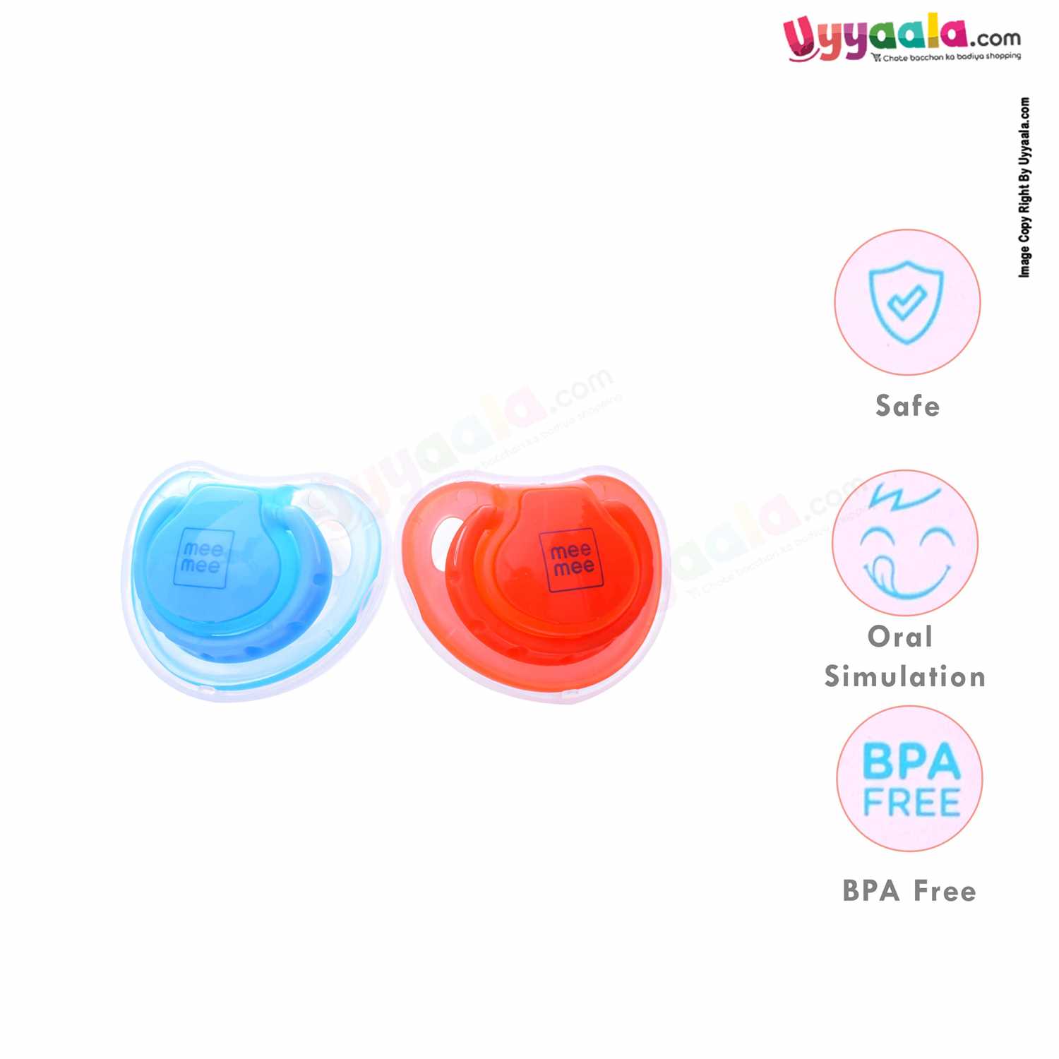 MEE MEE Baby Soft Nipple Soother /Pacifier Twin Pack 3M+ Age -Blue & Red