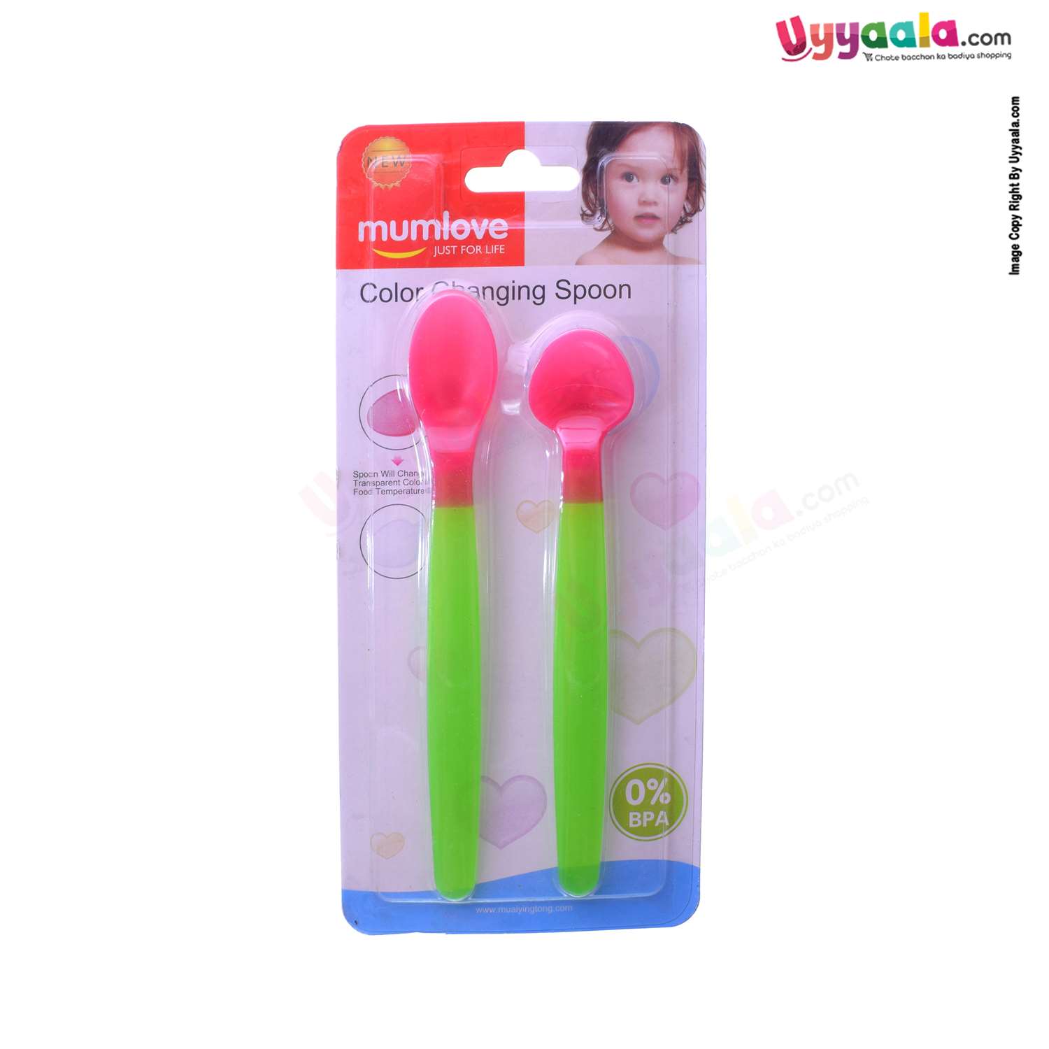 MUMLOVE Color Changing Spoon 4+m Age - Pink, Green