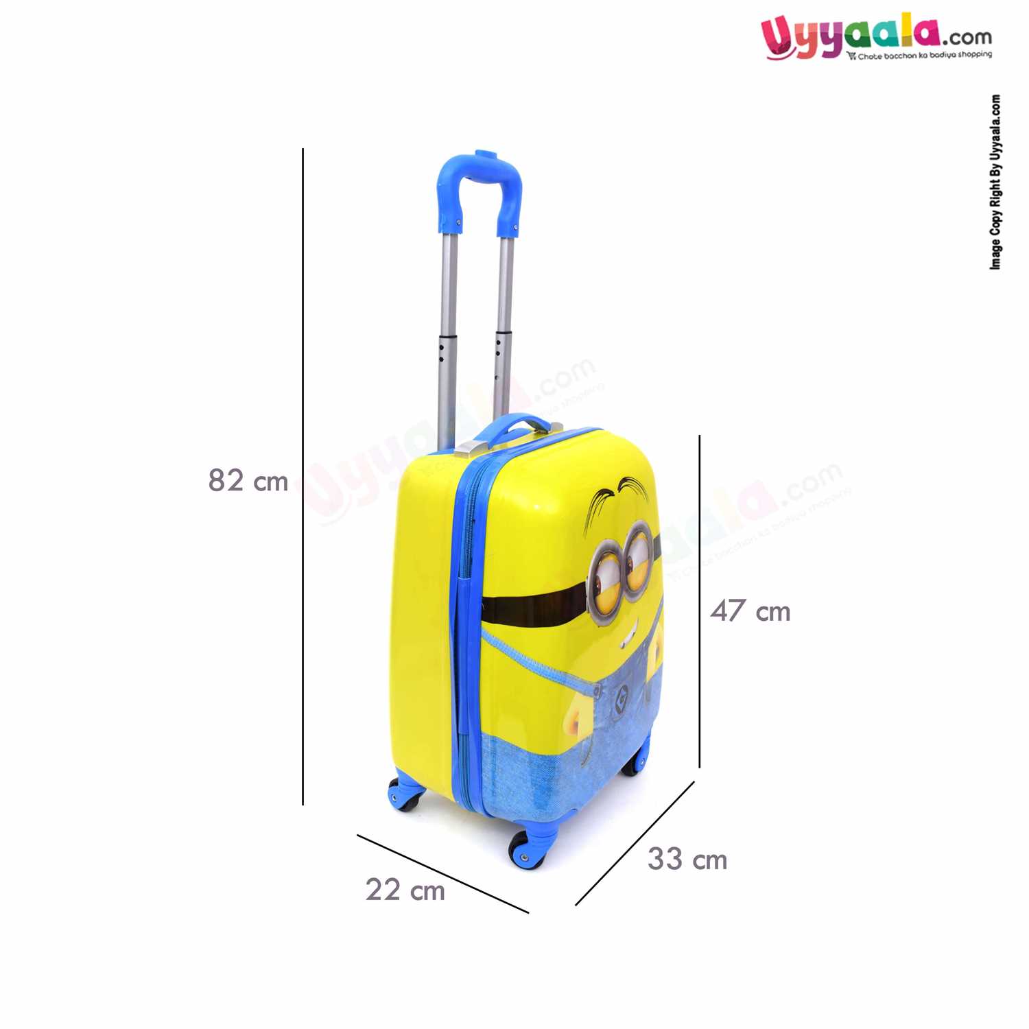 Travel Trolley Bag for Kids with Minion Print 18 Inches - Yellow