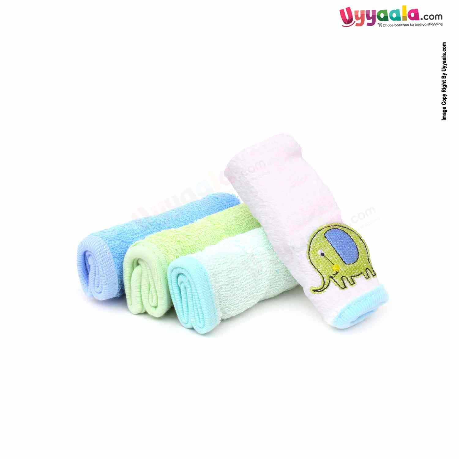 FASHION BABY Terry Napkins ( Wash Cloth ) Plain for Babies 4pc Set 0+m Age Size (25*25) - Multi Color