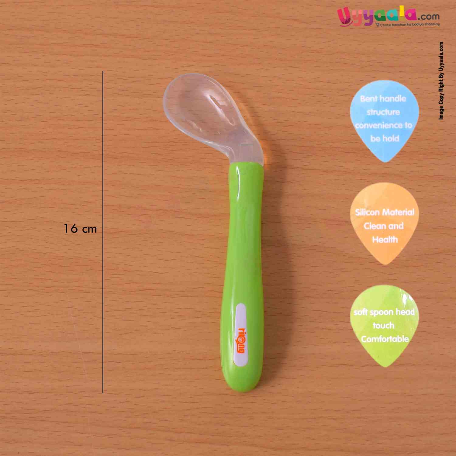 RIKANG Silicone Spoon For Babies 6+m Age - green