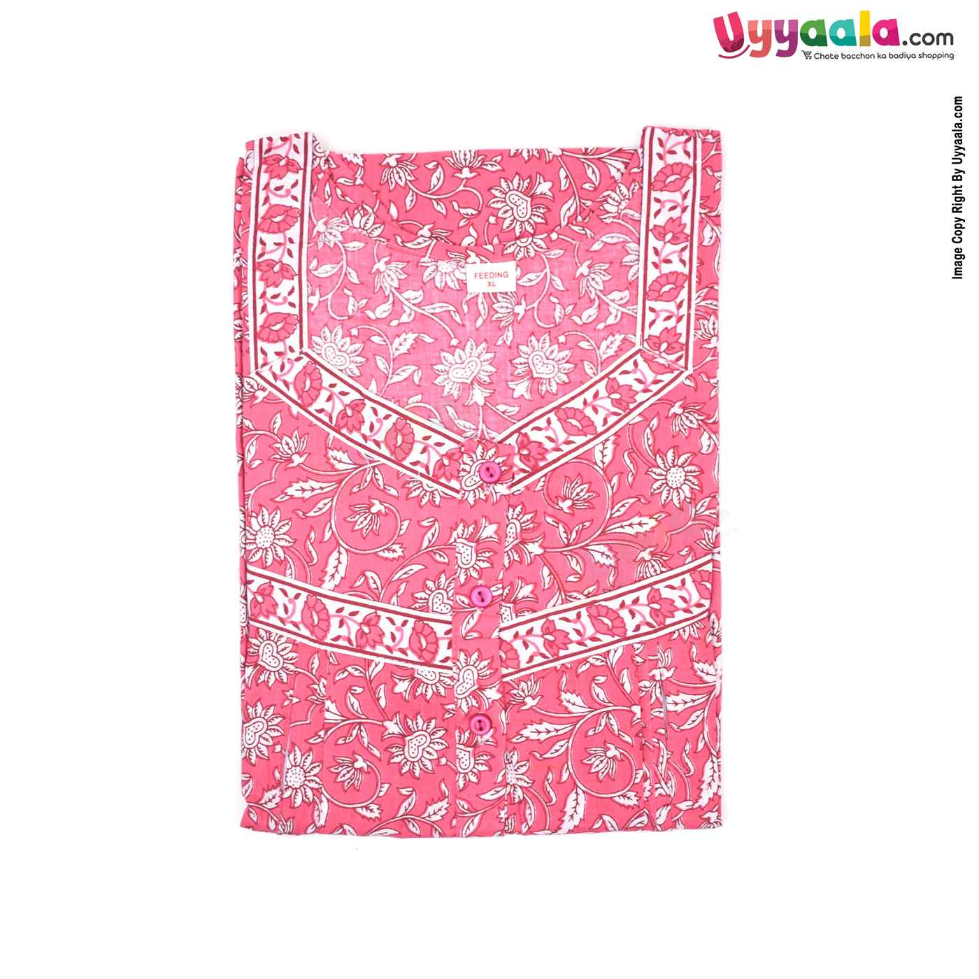 Feeding Nighty Pure Cotton (XL) - Pink