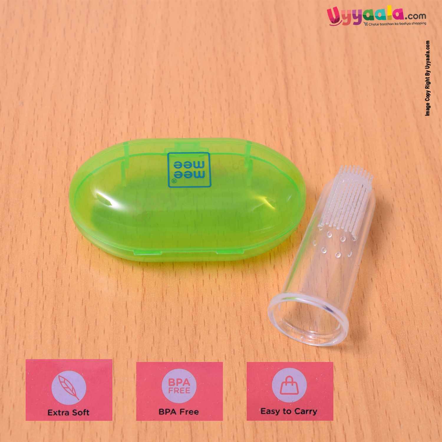 MEE MEE Soft Silicone Baby Finger Toothbrush with Storage Case, 3+m Age