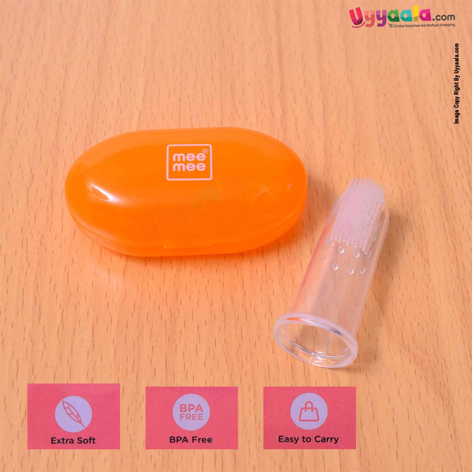 MEE MEE Soft Silicone Baby Finger Toothbrush with Storage Case, 0+m Age