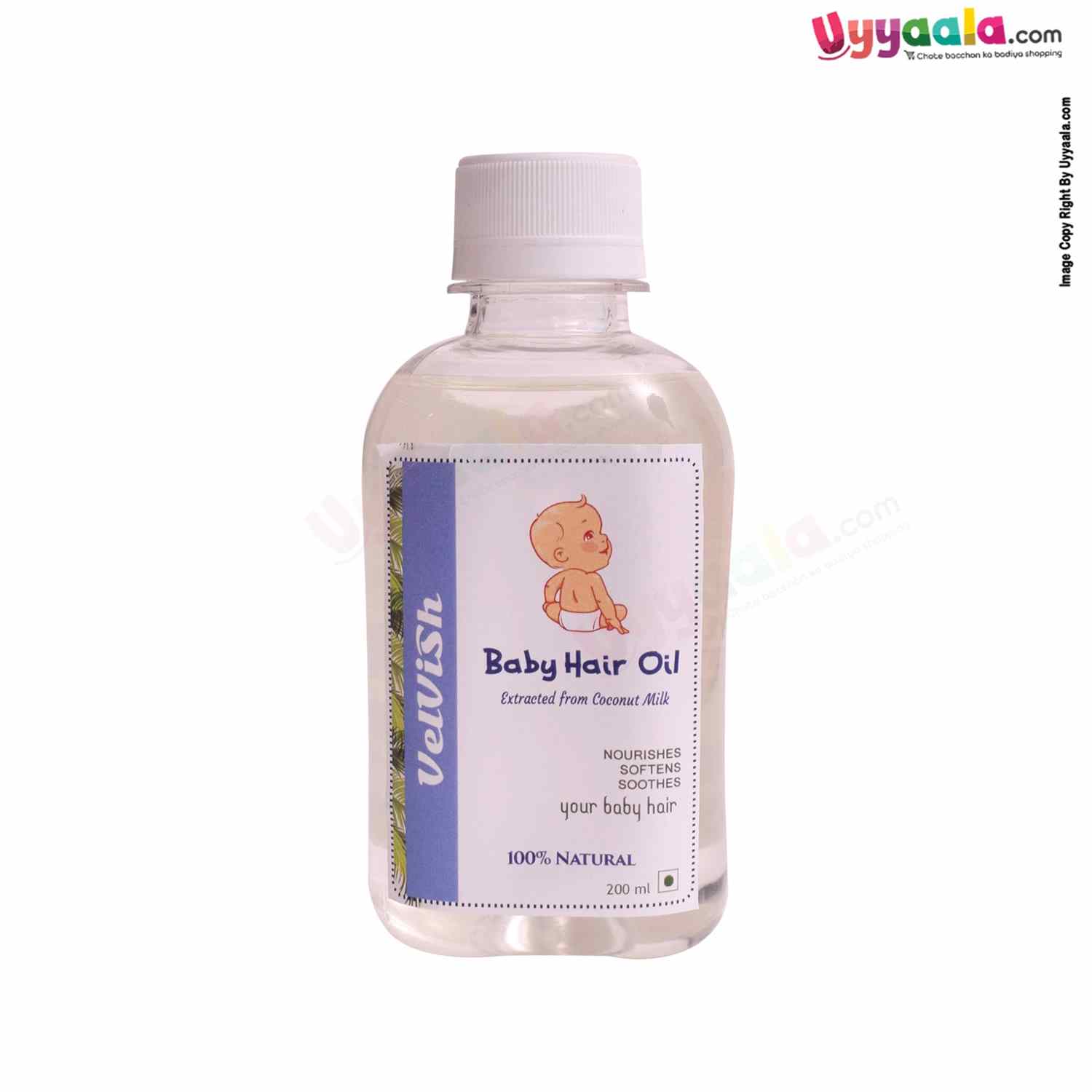 VELVISH Baby Hair Oil 100% Natural Coconut Oil, 0+m Age - 200ml