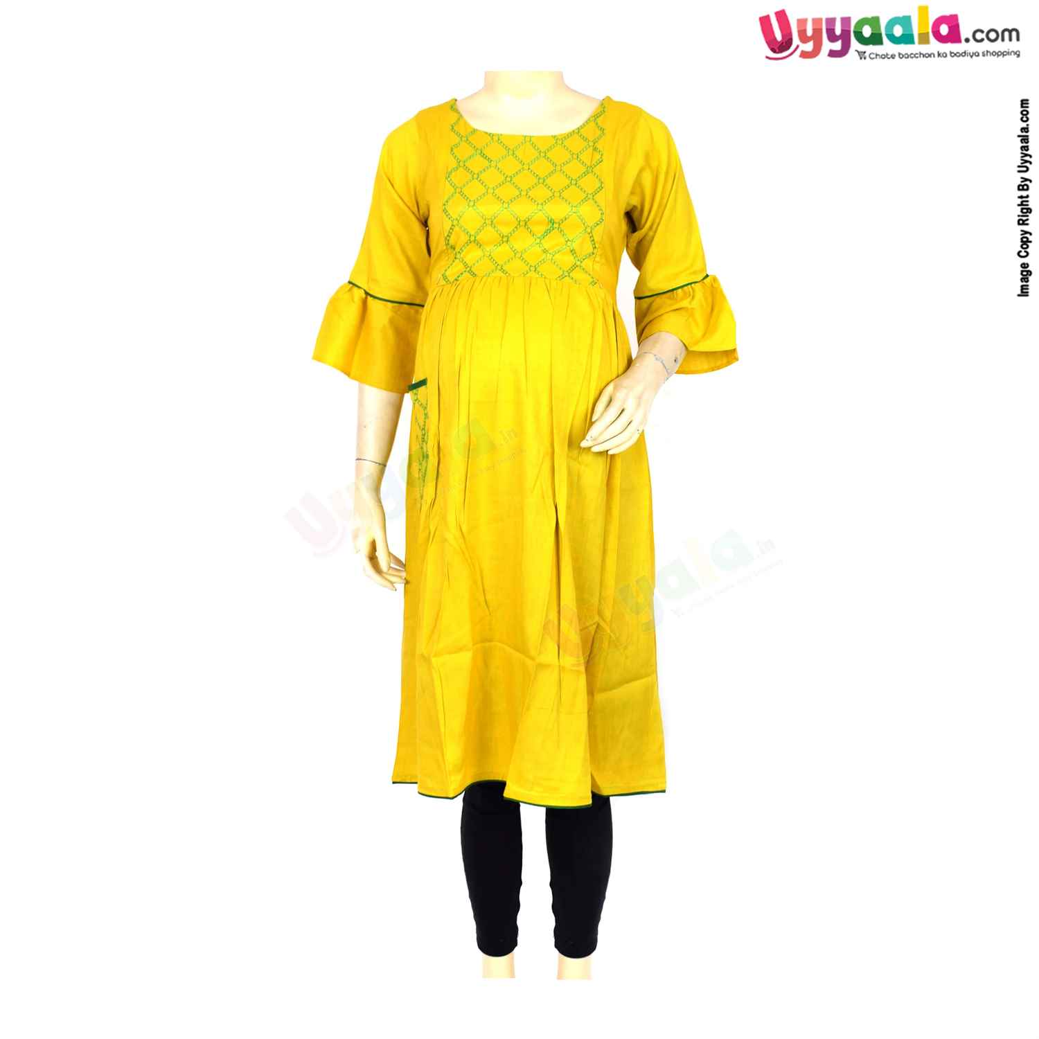 Mother cotton kurti, Yellow