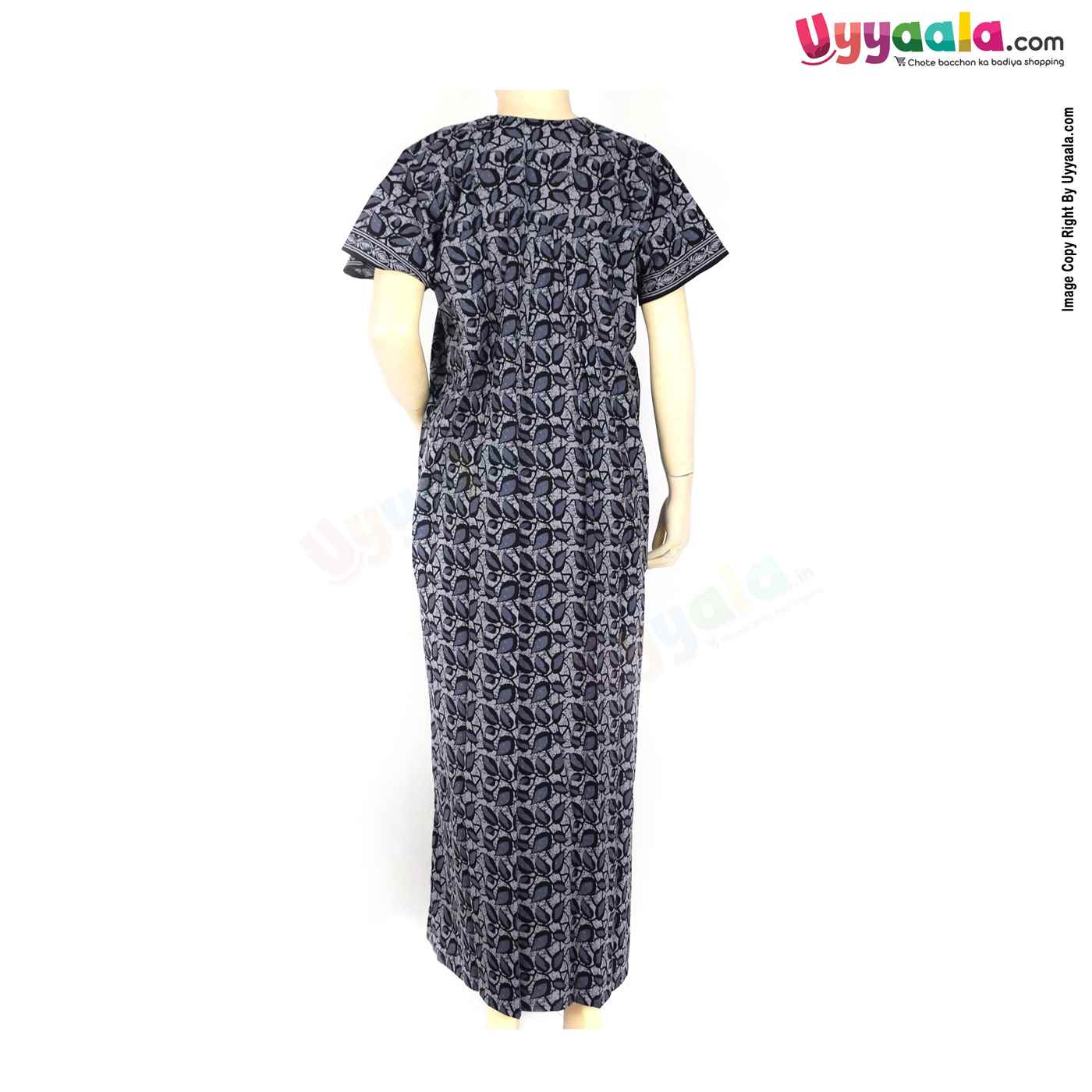 Feeding Nighty Pure Cotton (L) - Black, Gray