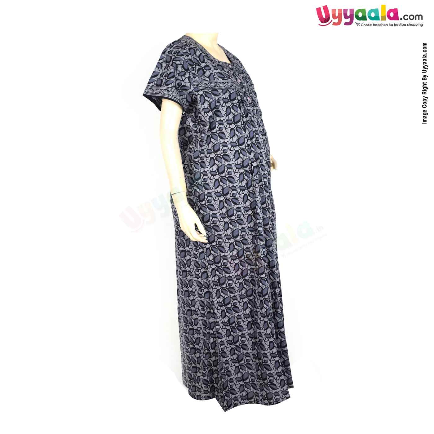 Feeding Nighty Pure Cotton (L) - Black, Gray