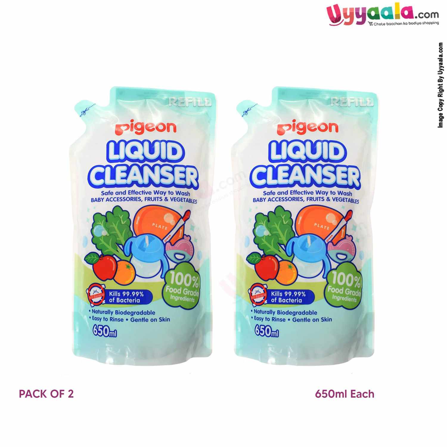 PIGEON Liquid Cleanser Anti-Bacterial Refill Pack of 2 - 650ml