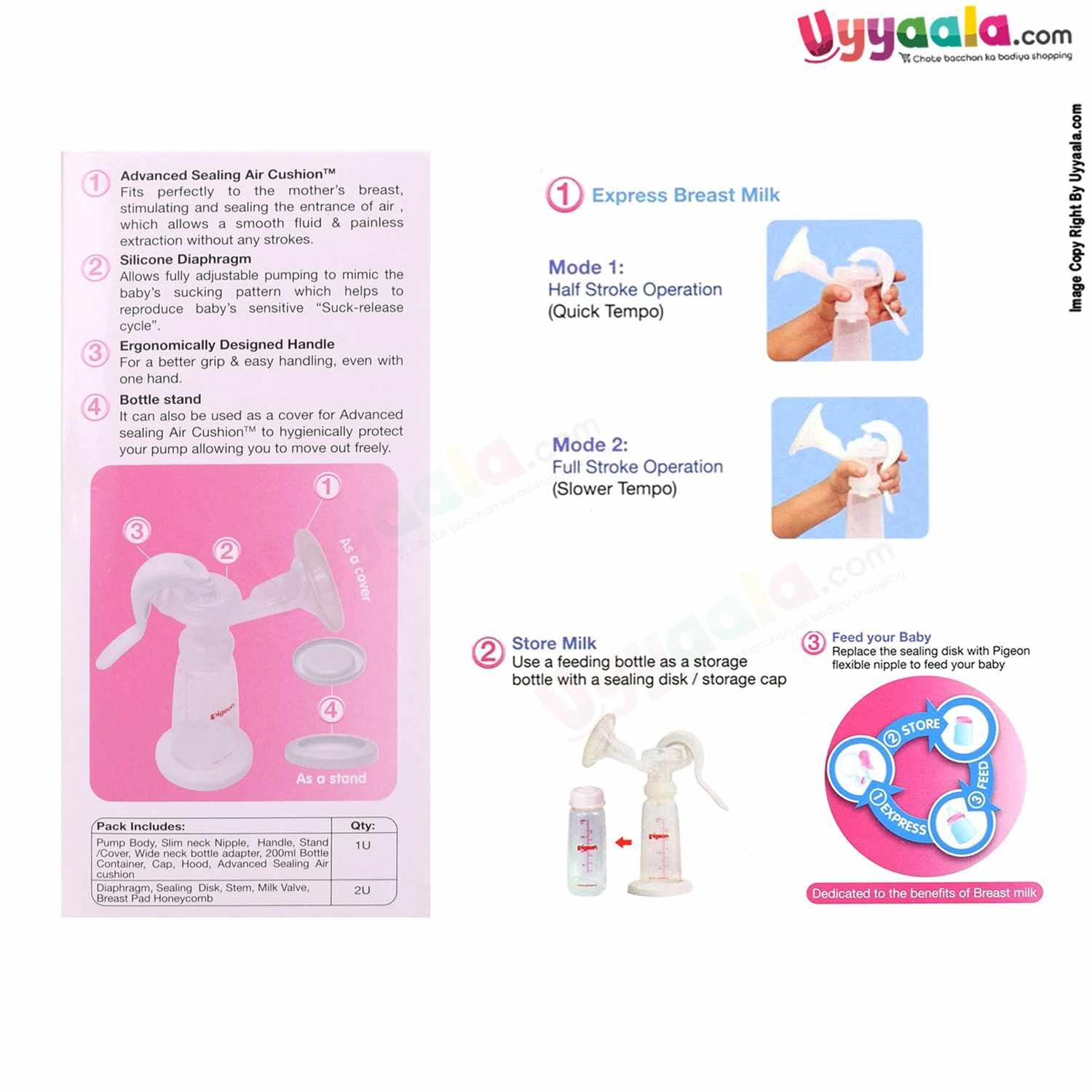 PIGEON Manual Breast Pump With Feeding Set