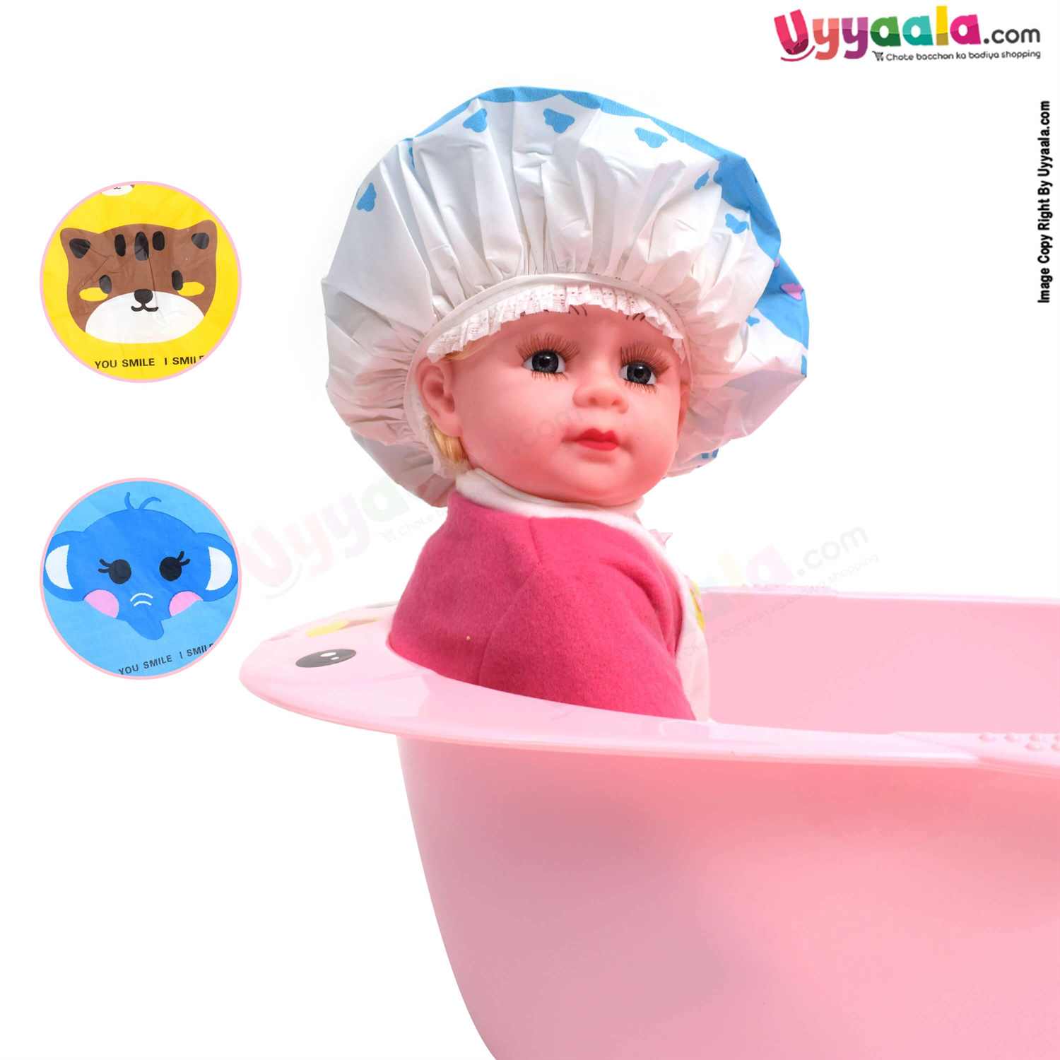 ANYA Fashion & Cute Shower Caps for Babies with Baby Elephant & Cat Print