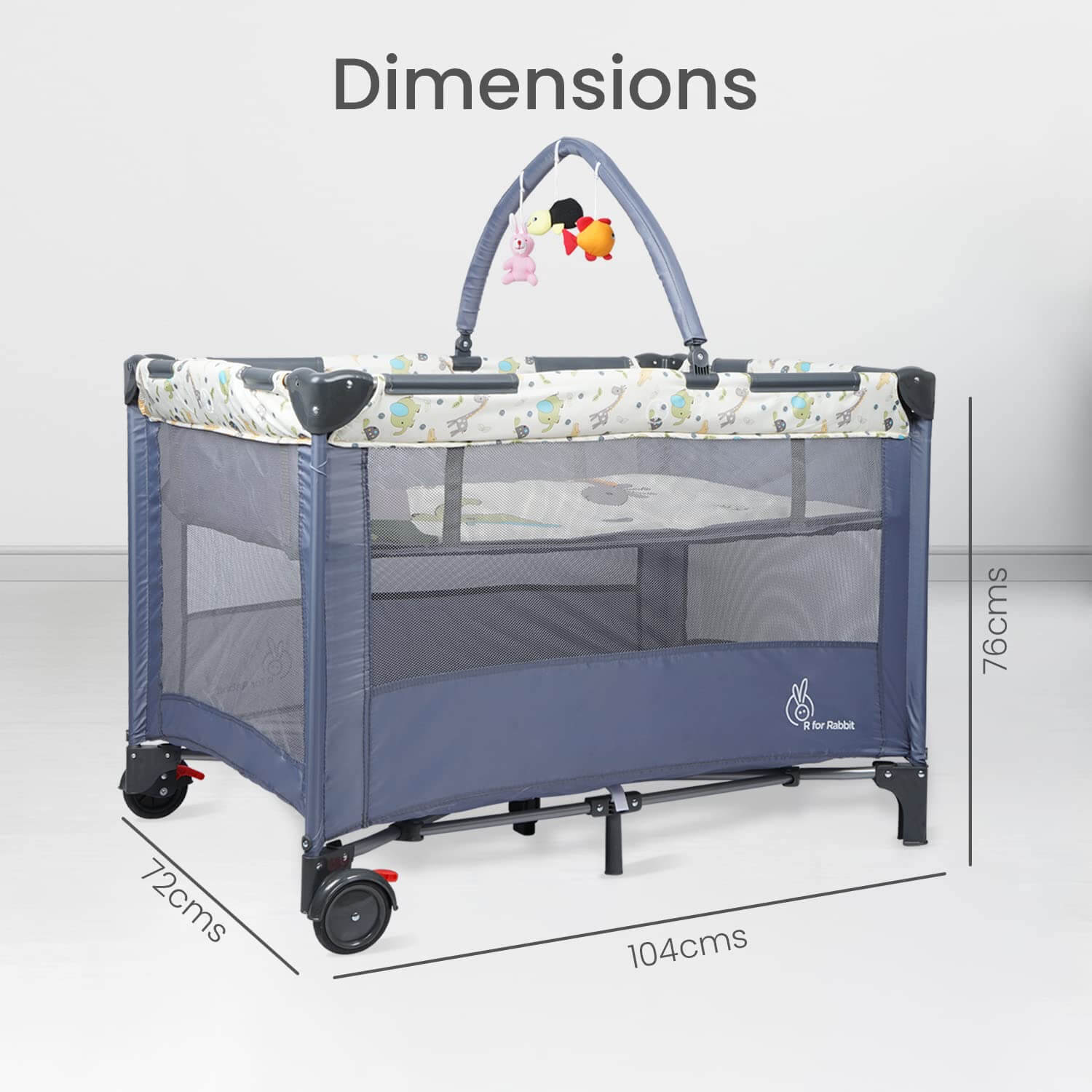 R FOR RABBIT Hide and Seek Elite Smart Folding Baby Bed Cot (Play Pen) for Kids of 0 to 3 years