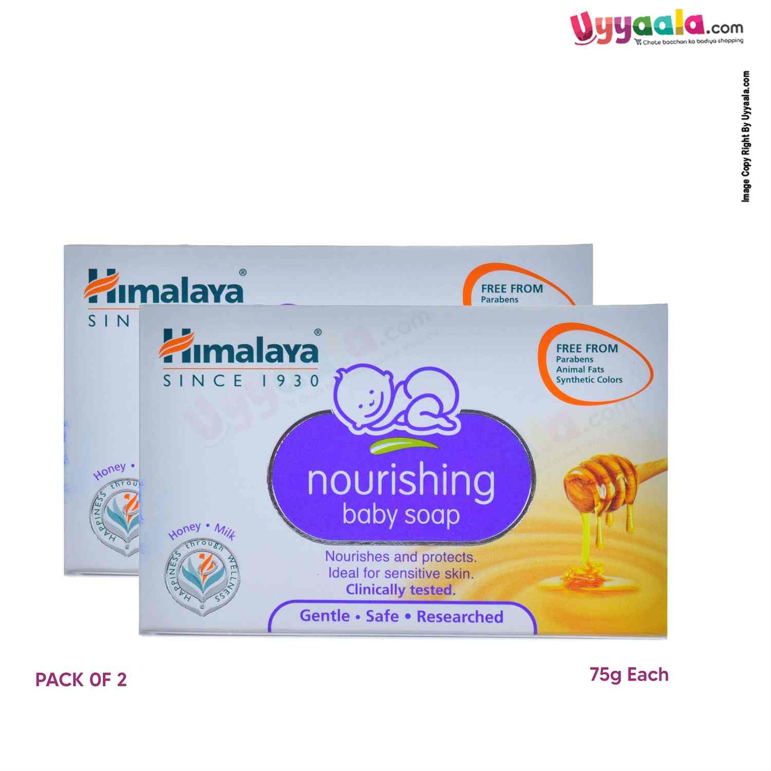 HIMALAYA Nourishing Baby Soap Honey and Milk Pack of 2 (75g Each)