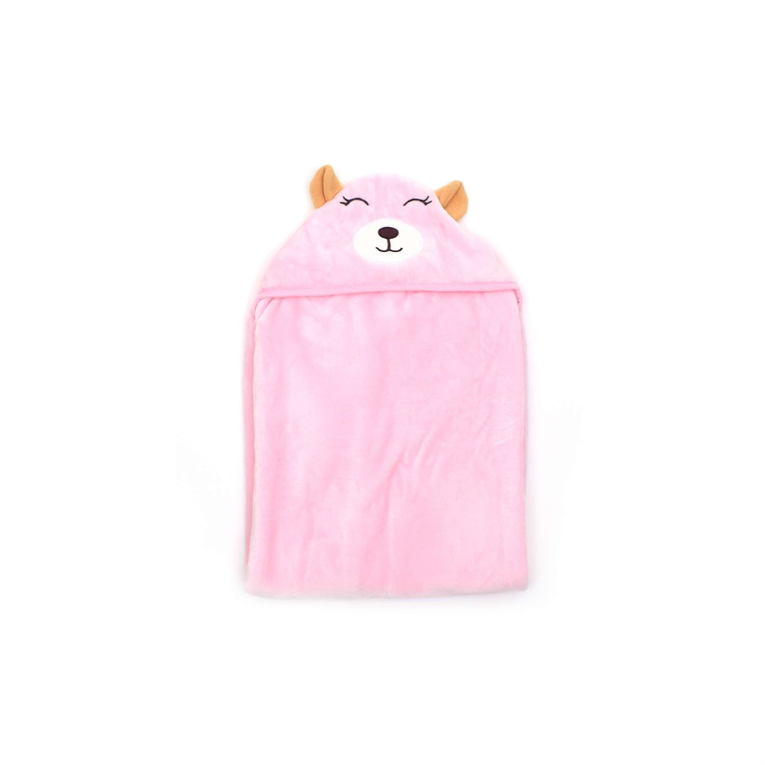 Hooded Coral Fur Blanket Bear Character 0-24m, Pink