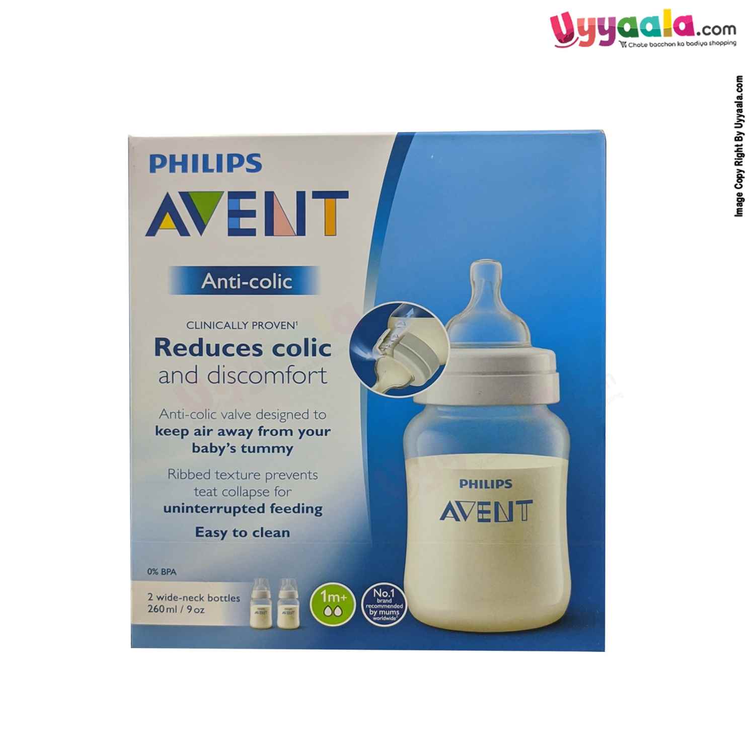 Buy Philips AVENT Anti-colic Baby Milk Feeding Bottle - 260ml Online in India at uyyaala.com