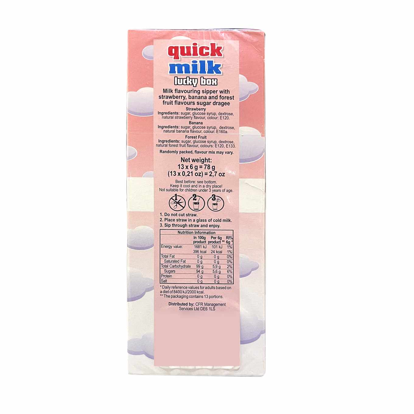 Quick Milk Lucky Box Strawberry, Banana & Forest Fruit Flavour -  pack of 13, 3Y+