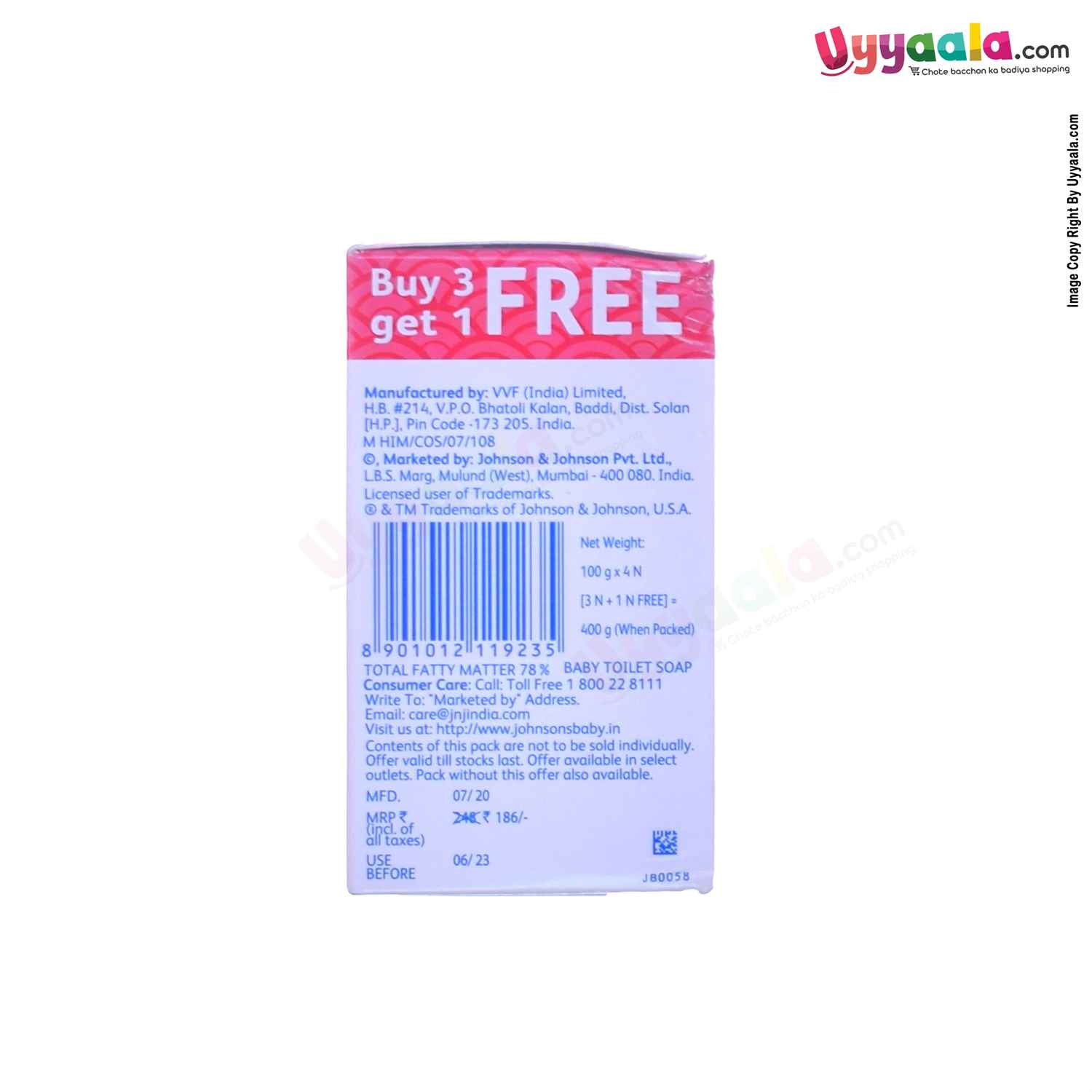 Buy Johnson's Baby Soap with Vitamin E - (3Pack with 1 extra Free Pack) Online in India at uyyaala.com