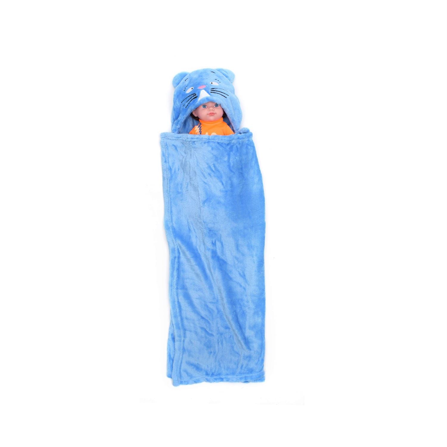 Just One You Hooded Fur Blanket Cat 0-24m Age, Blue