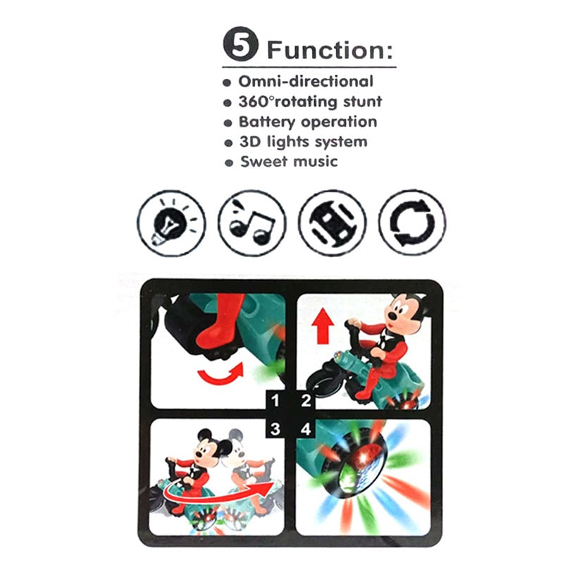 Buy Mickey Mouse Tricycle Battery Toy with 3D Lights Online in India at uyyaala.com