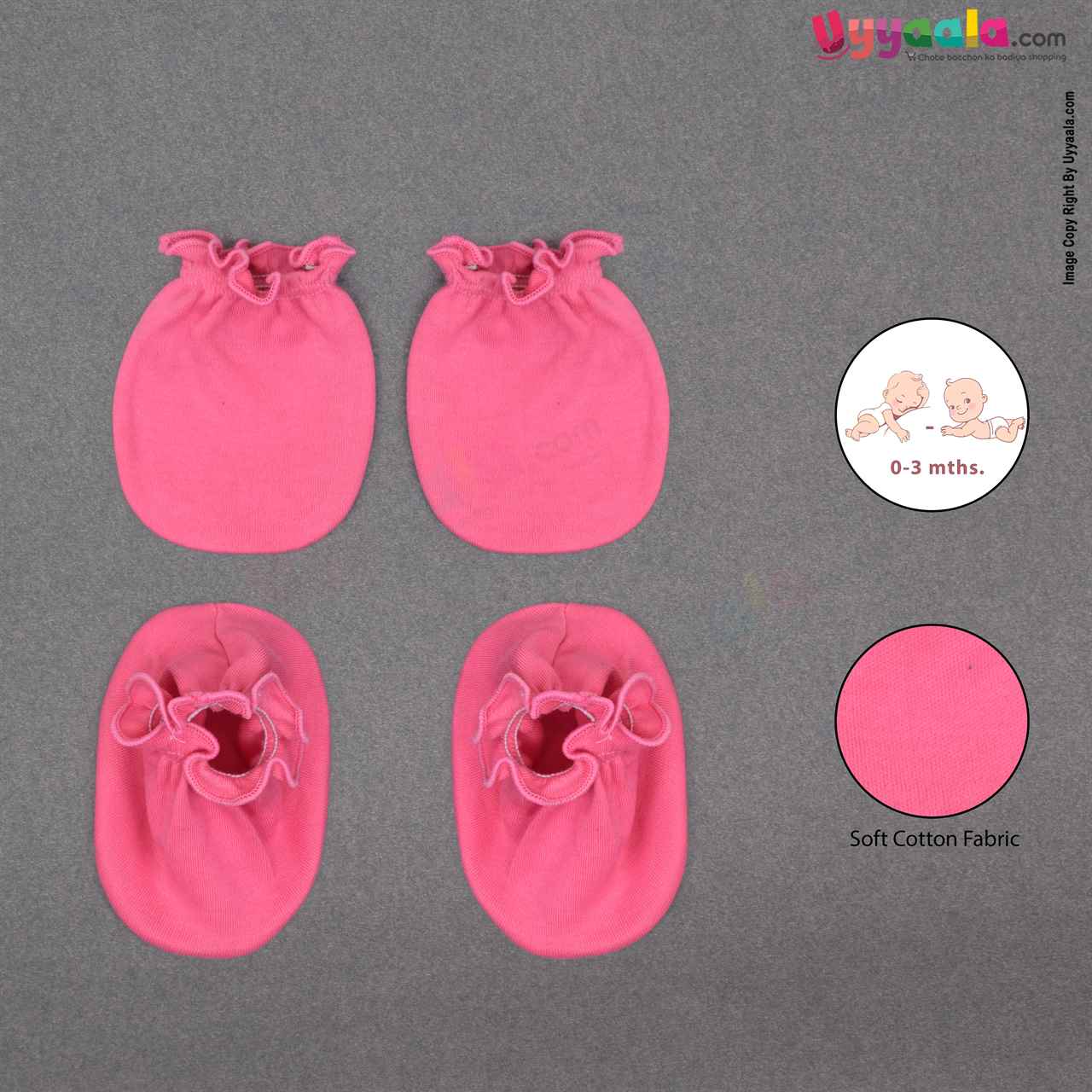 Buy Mittens & Booties Set for New Born Baby - Pink (Pack of 4) Online in India at uyyaala.com