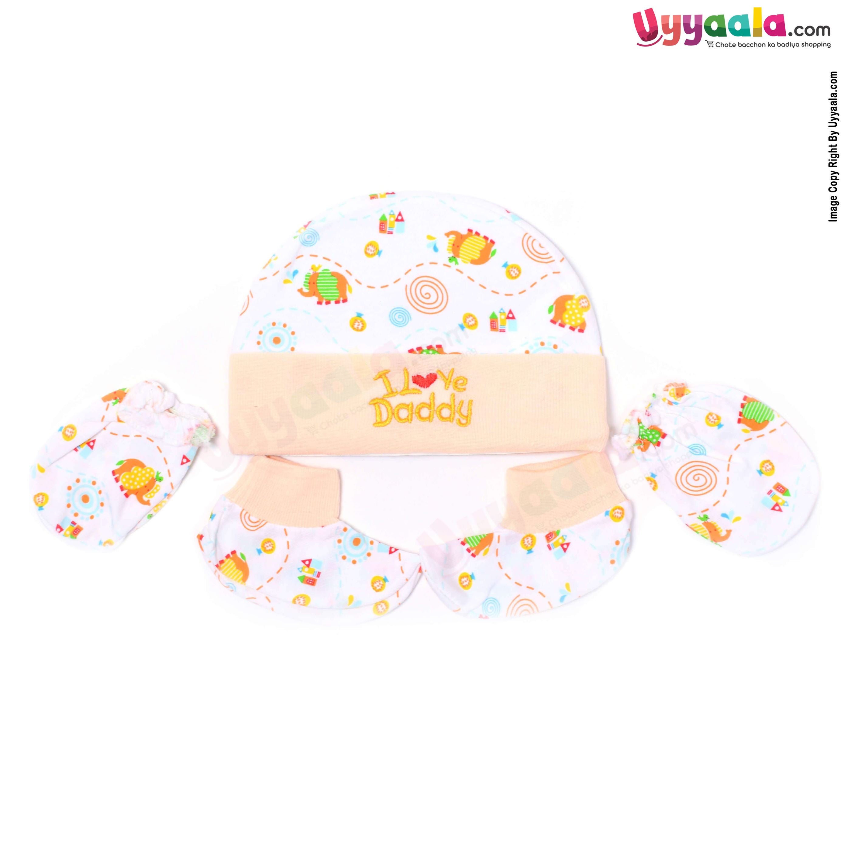 MONTALY Cap Set Elephant Print 0-3m Age