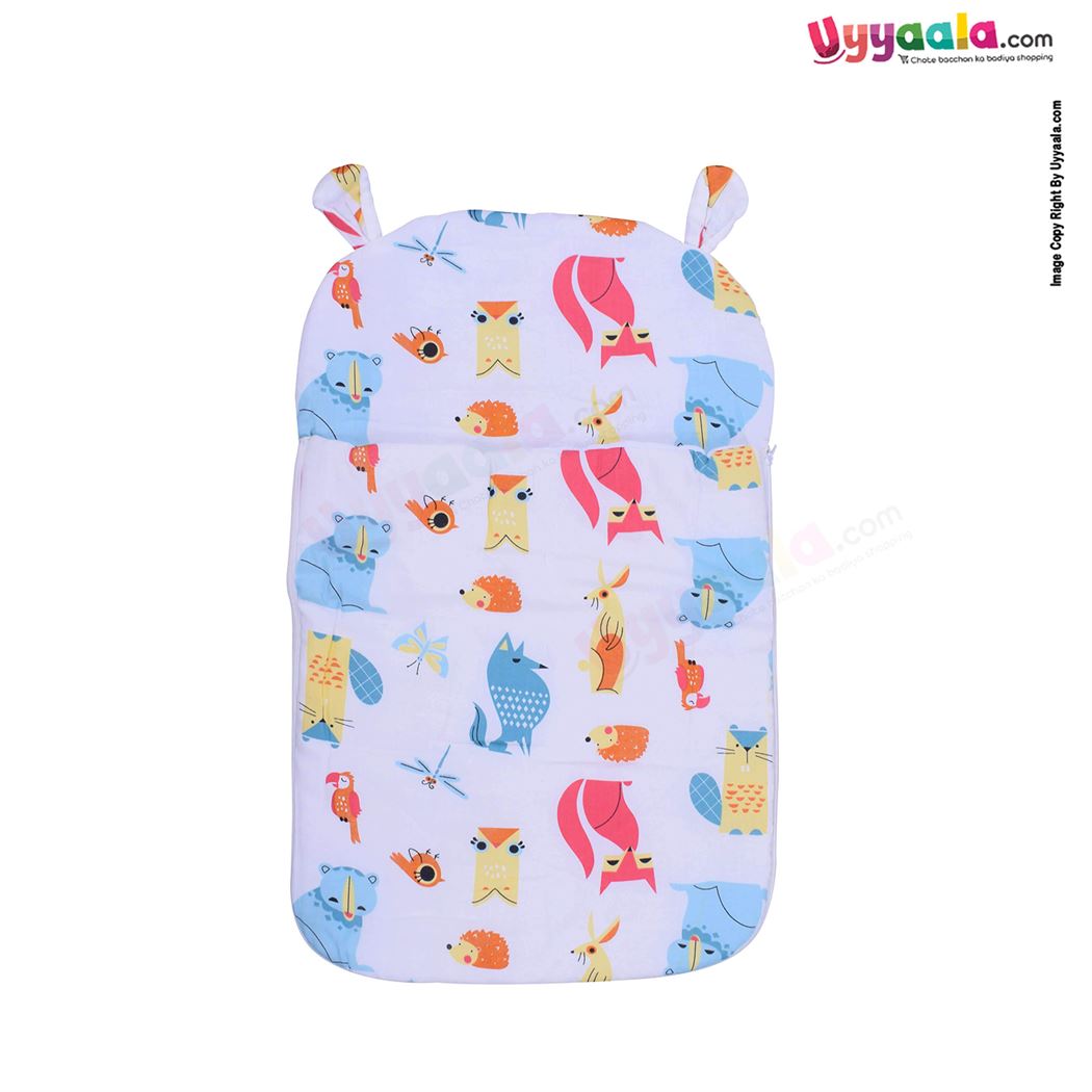 NUM NUM  Baby Sleeping Bag Muslin Animal Print 0-6m, White-uyyala-com.myshopify.com-Carry Nest-Happy Babies