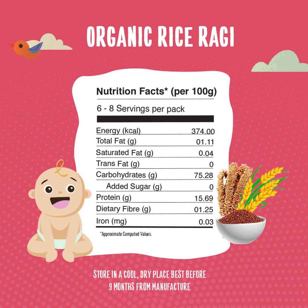 Timios Organic Rice Ragi Porridge for your Baby - 200g, 8-12 Months
