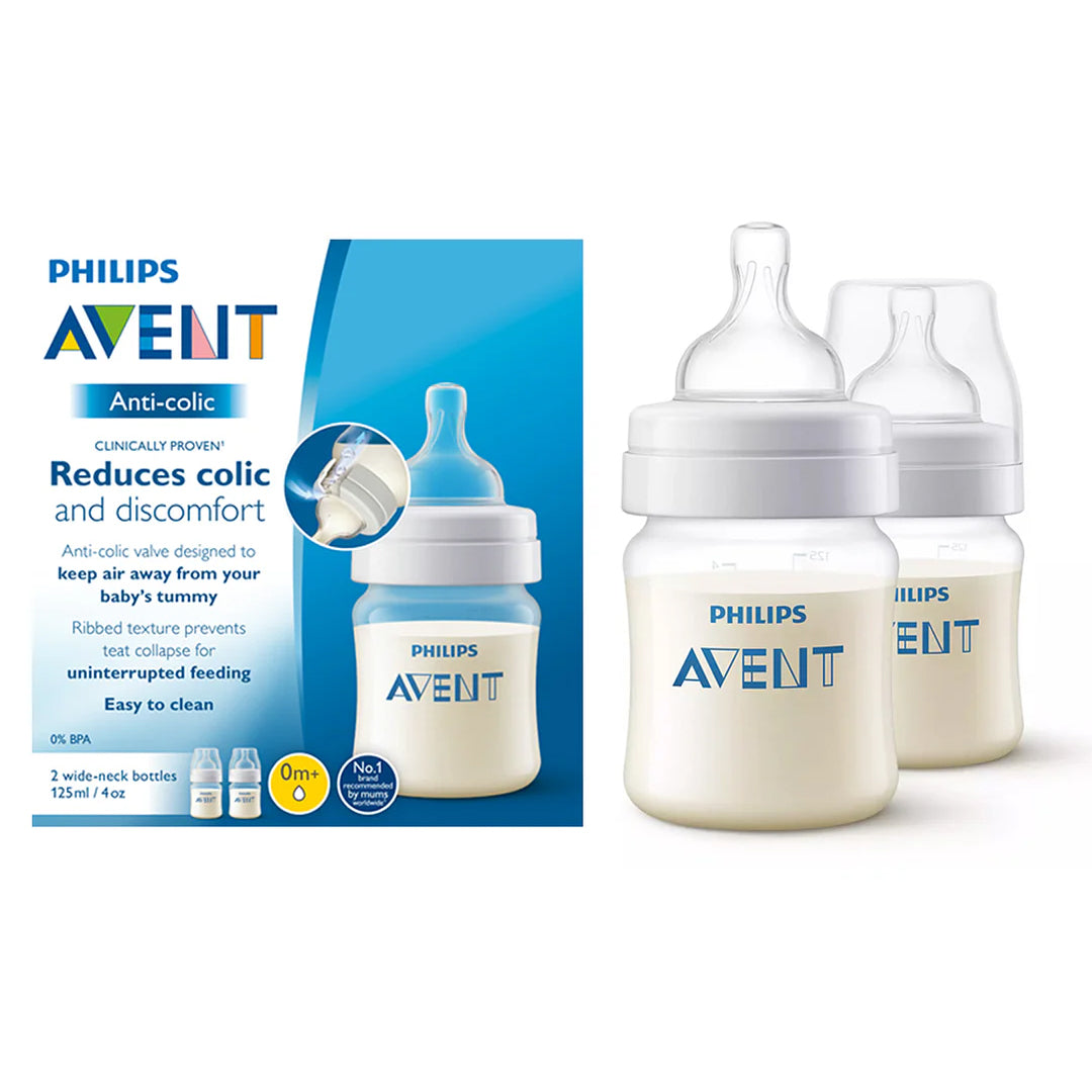 Philips Avent Anti-colic Baby Milk feeding Bottle, Twin Pack 125ml, 0+m