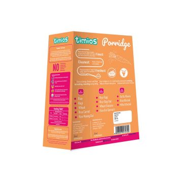 Timios Organic Rice Carrot Dal Porridge - 6 Months +