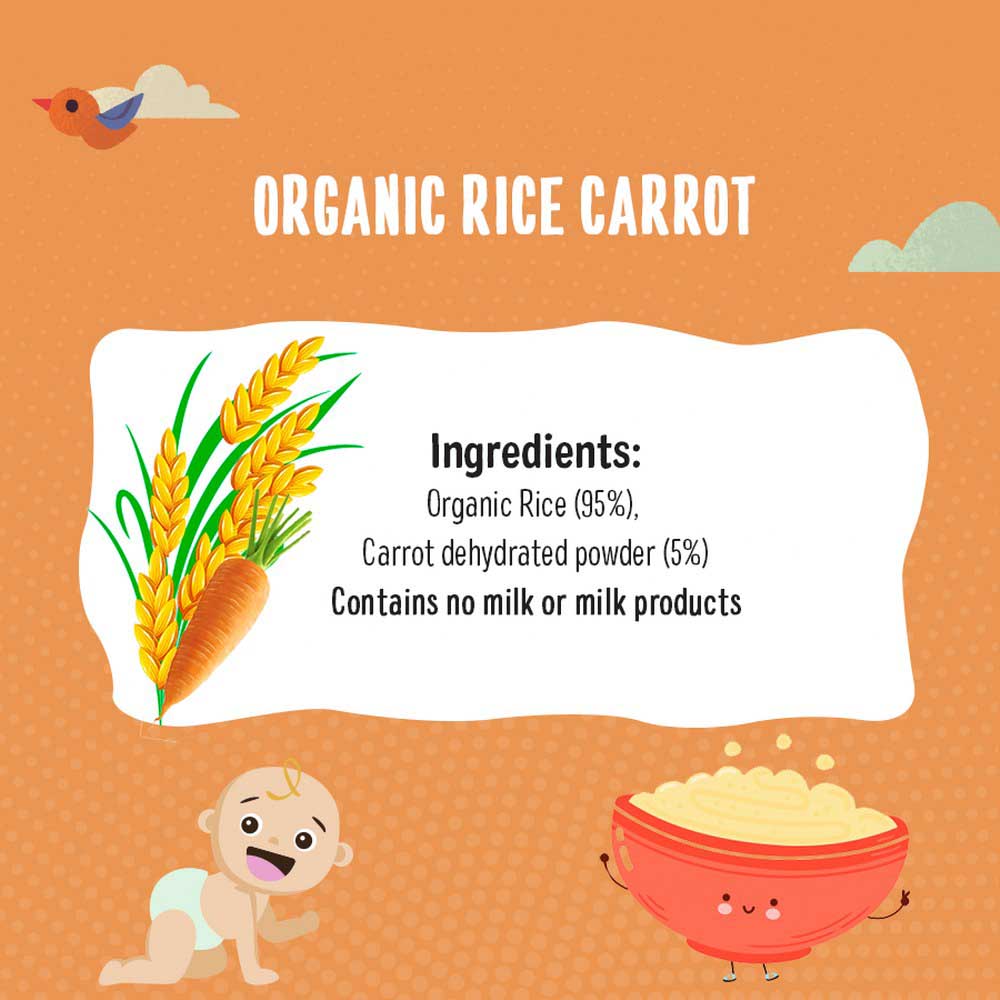 Timios Organic Rice Carrot Dal Porridge - 6 Months +